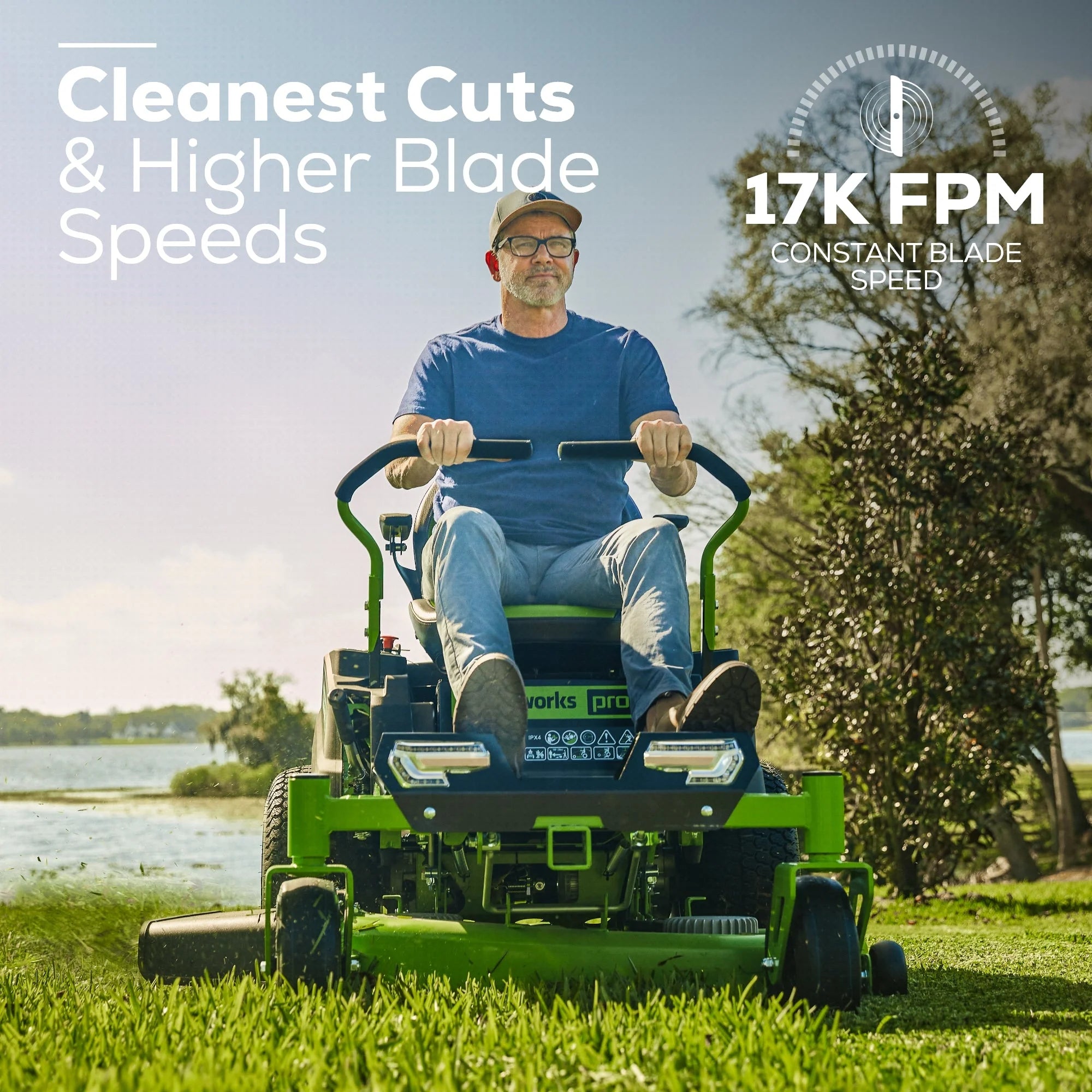 Greenworks 60V 42” Electric CrossoverZ Zero Turn Mower with (4) 8 Ah Batteries and (2) Dual Port Turbo Chargers