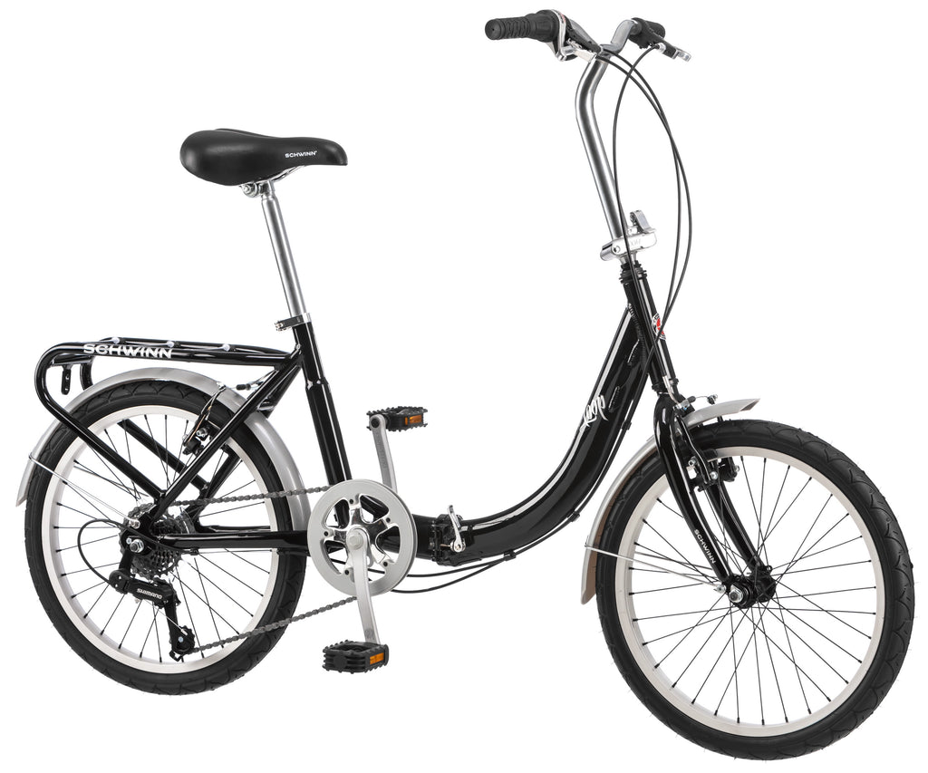 Schwinn Loop Folding Commuter Bike, 20-inch wheels, ages 14+, Black