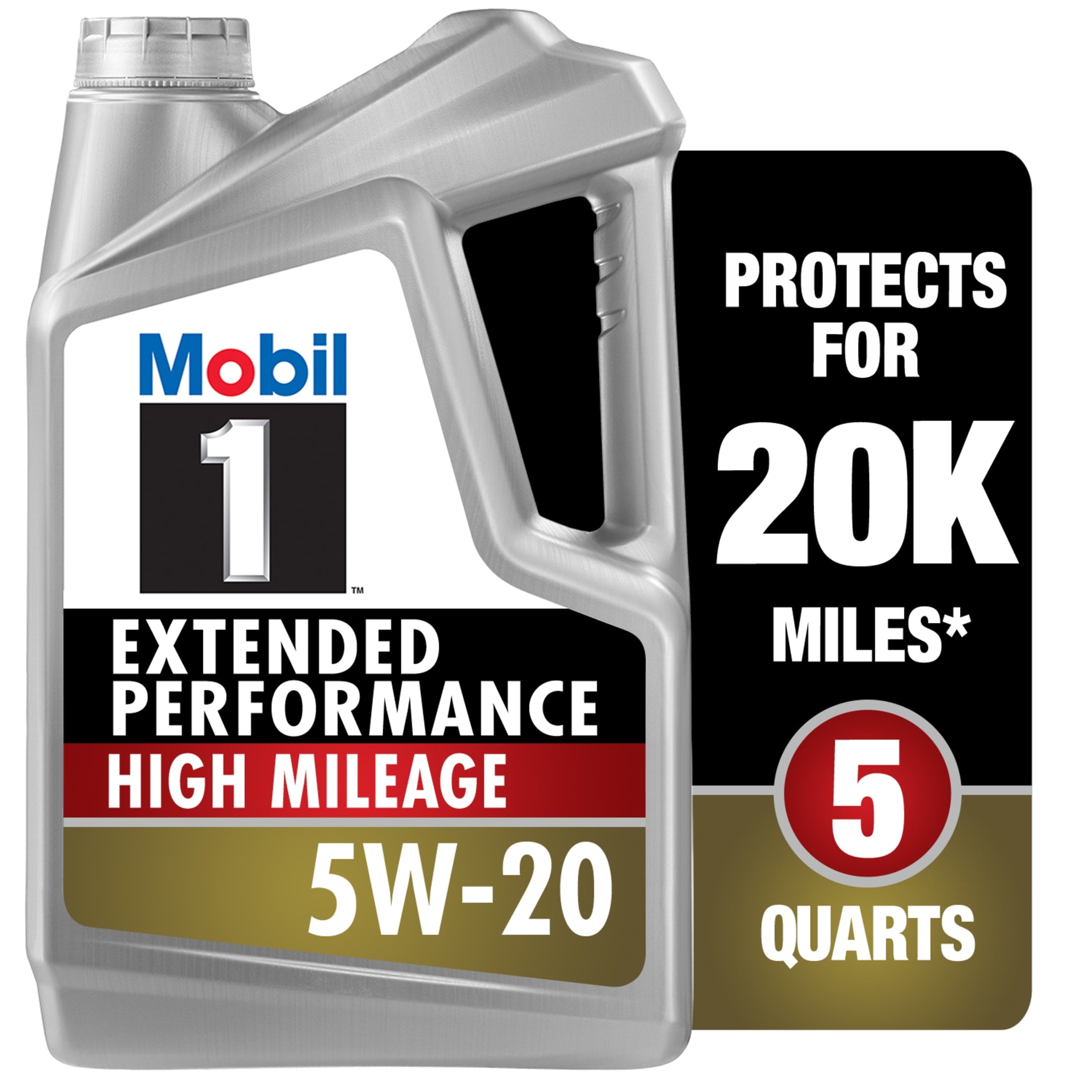 Mobil 1 Extended Performance High Mileage Full Synthetic Motor Oil 5W-20, 5 Quart