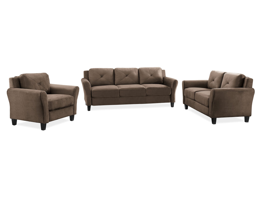 Lifestyle Solutions Taryn Curved Arms Sofa, Black Fabric