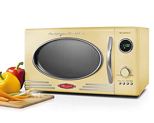 Nostalgia RMO4YLW Retro 0.9 cu.ft 800-Watt Countertop Microwave Oven, Yellow