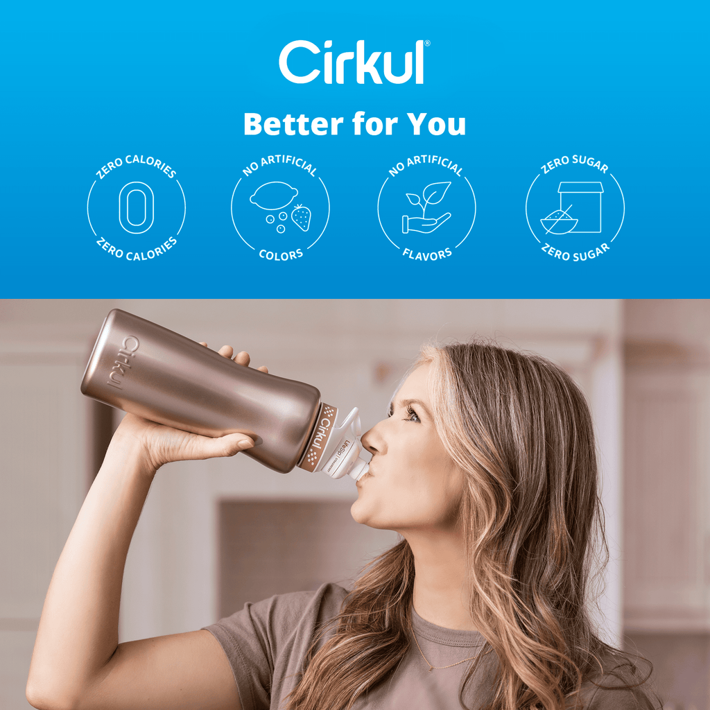 Cirkul 32oz Rose Gold Stainless Steel Water Bottle Starter Kit with Rose Gold Lid and 2 Flavor Cartridges (Strawberry & Passion Fruit Dragon Fruit)