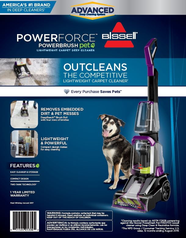 BISSELL Powerforce Powerbrush Pet Lightweight Carpet Cleaner 2910