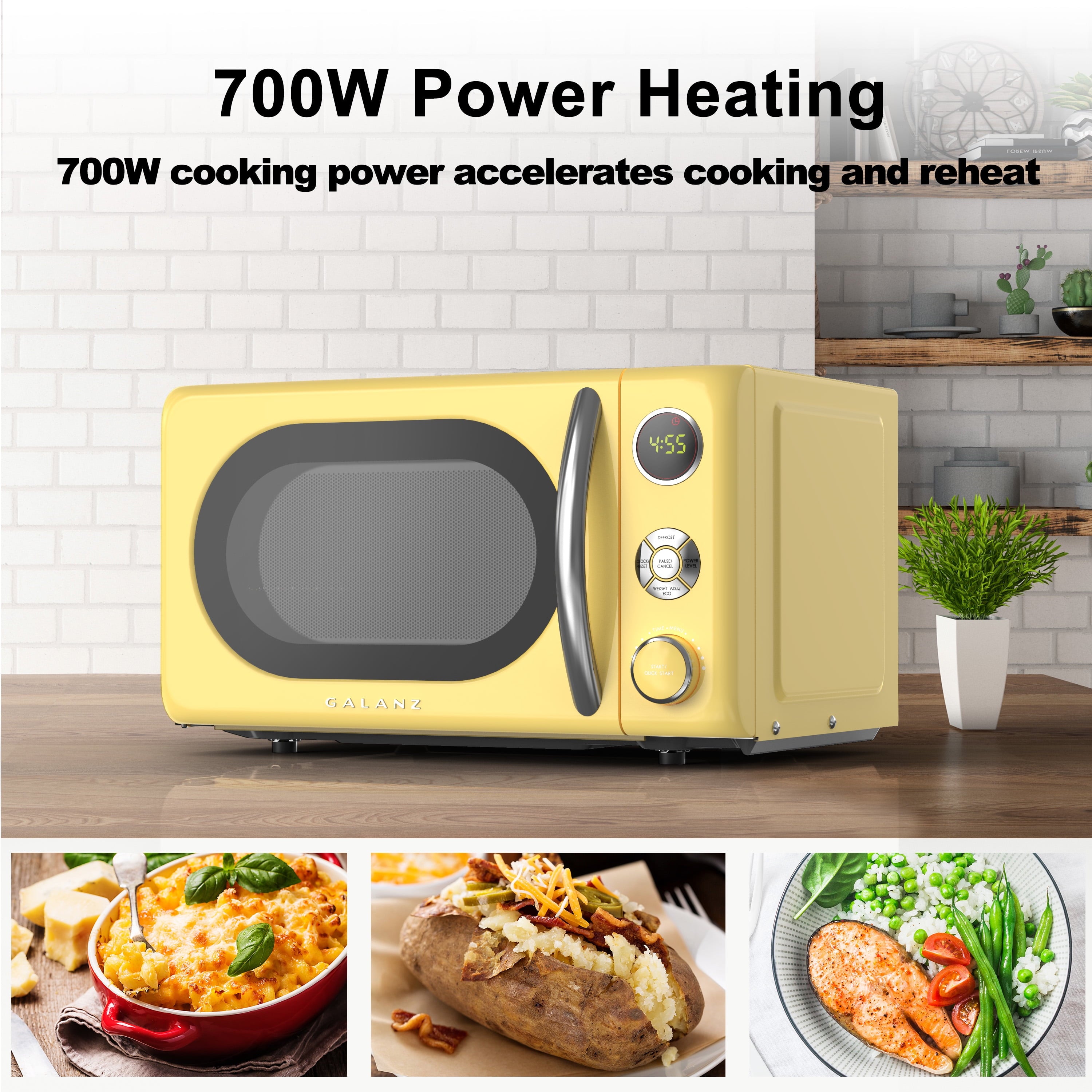 Galanz 0.7 Cu. ft. Retro Countertop Microwave Oven, 700 Watts, Cream Color