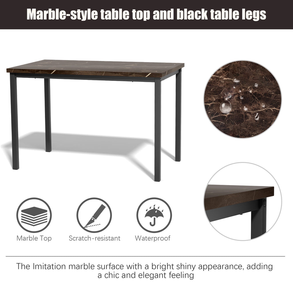 PAPROOS Dining Table Set for 4, Modern 5-Piece Kitchen Table Set with Faux Marble Top and Velvet Upholstery Chairs, Heavy Duty Dinette Sets for Breakfast Nook, Dining Room Table and Chairs, Gray