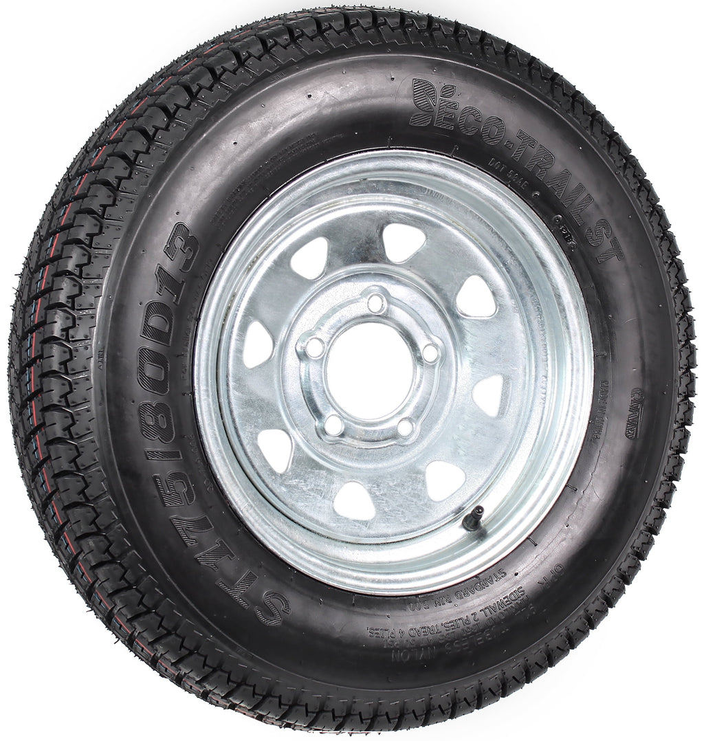 Trailer Tire On Rim ST175/80D13 175/80 D 13 B78-13 5 Lug Wheel Galvanized Spoke