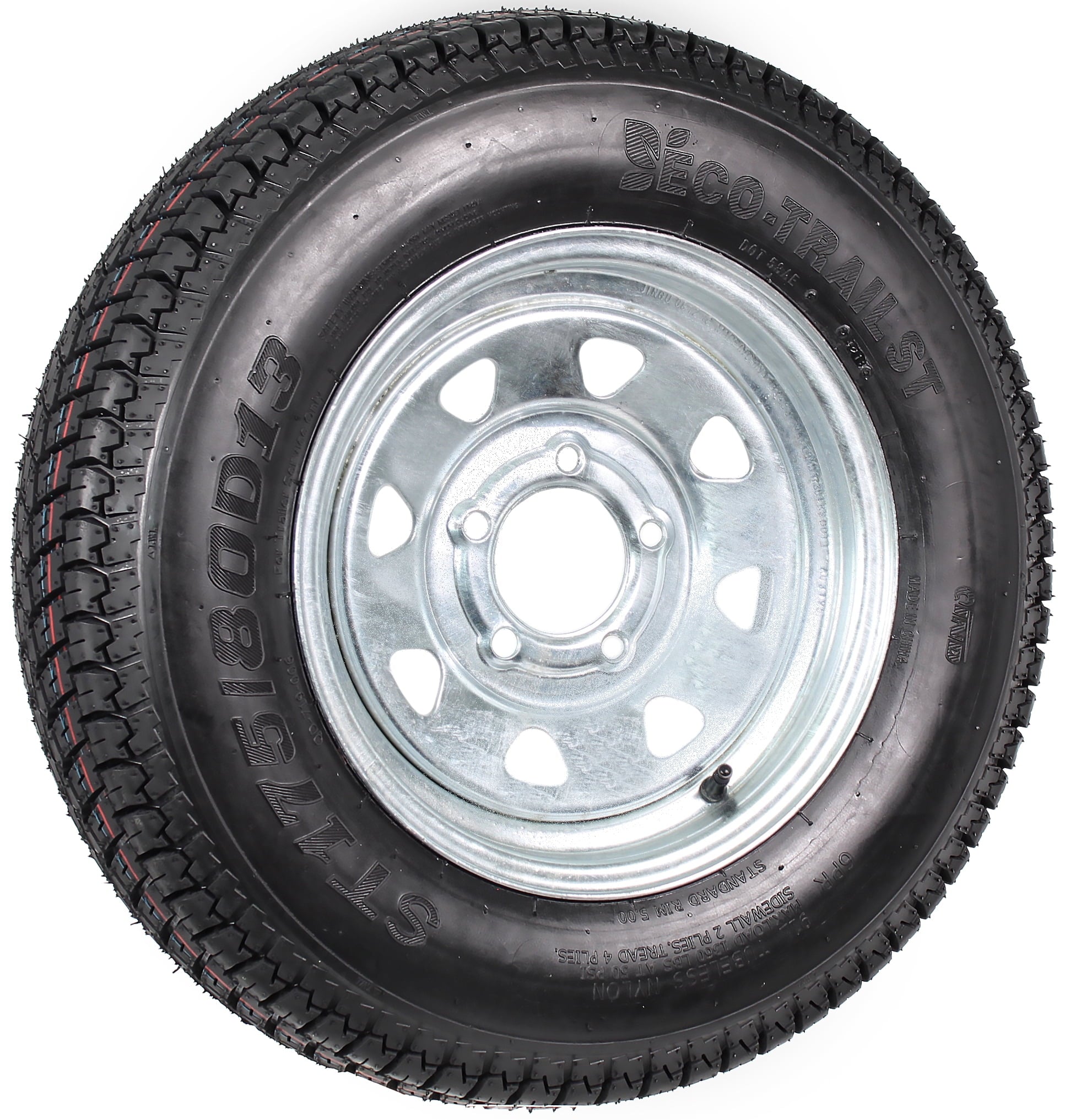 Trailer Tire On Rim ST175/80D13 175/80 D 13 B78-13 5 Lug Wheel Galvanized Spoke