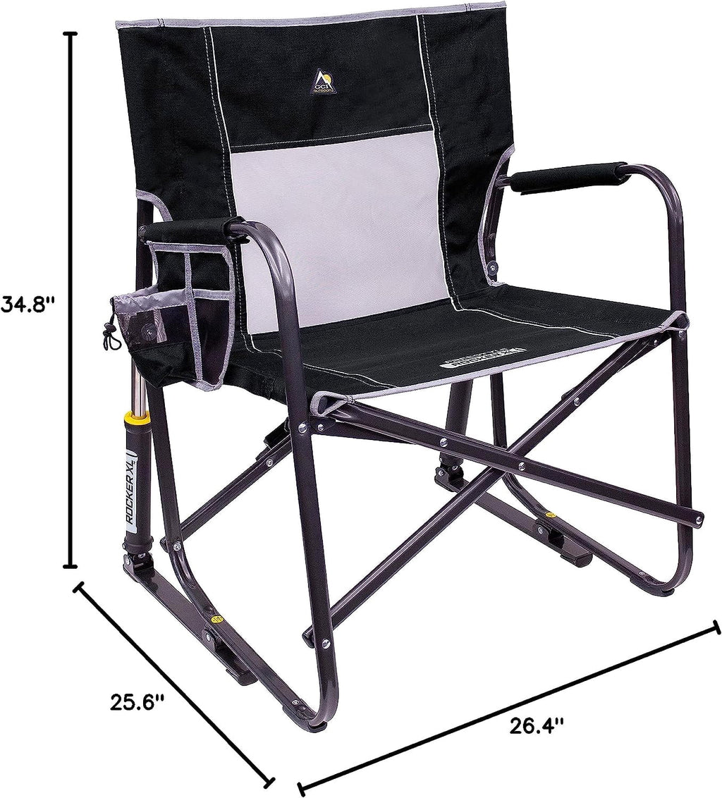GCI Outdoor Freestyle Rocker XL Heavy Duty Folding Rocking Camping Chair, Pewter