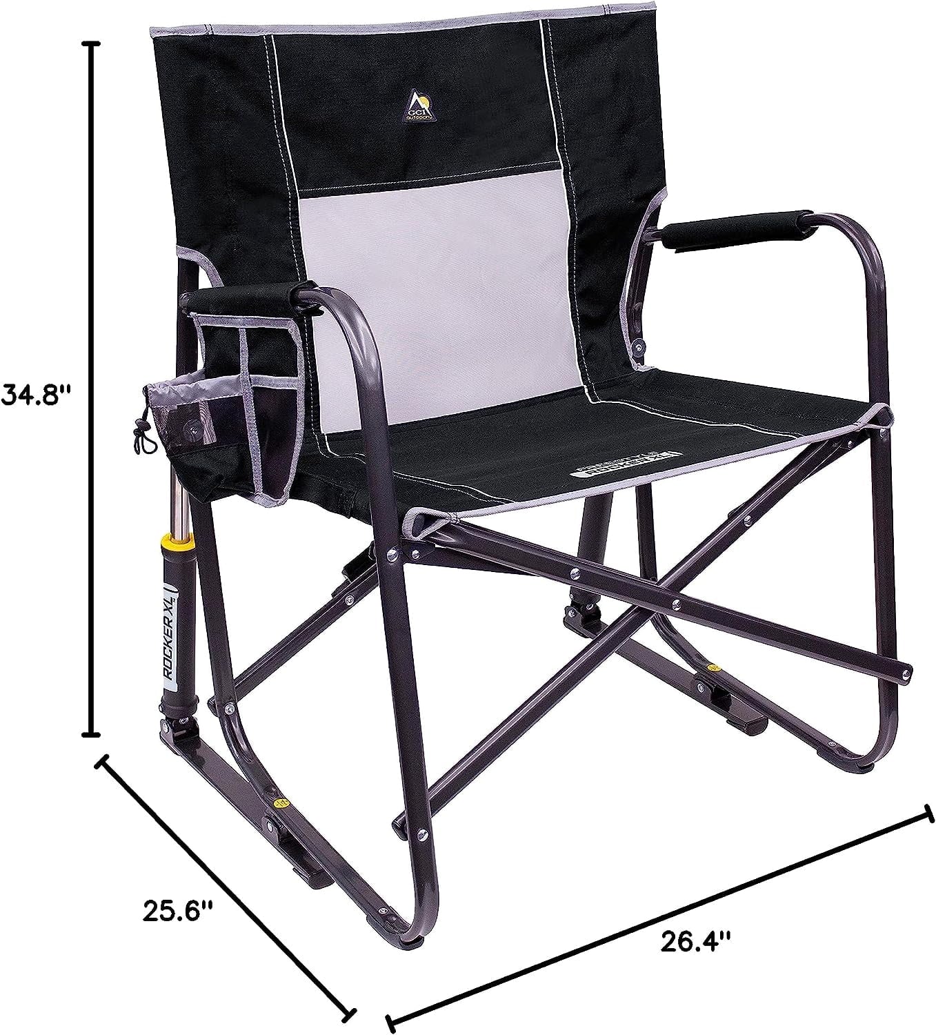 GCI Outdoor Freestyle Rocker XL Heavy Duty Folding Rocking Camping Chair, Pewter