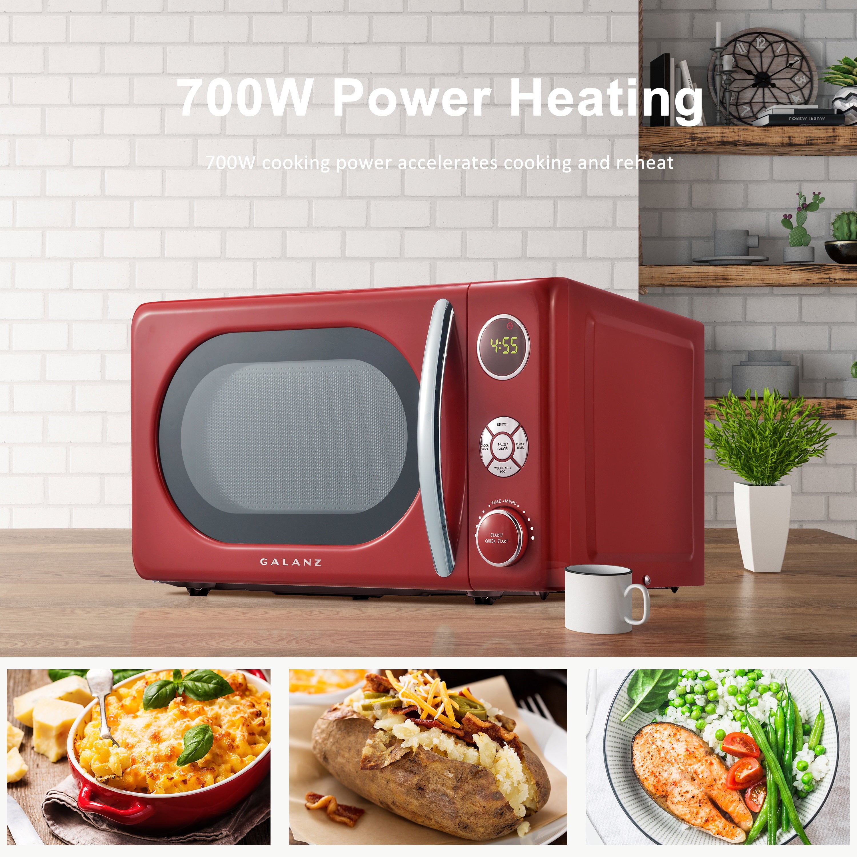 Galanz 0.7 Cu. ft. Retro Countertop Microwave Oven, 700 Watts, Cream Color