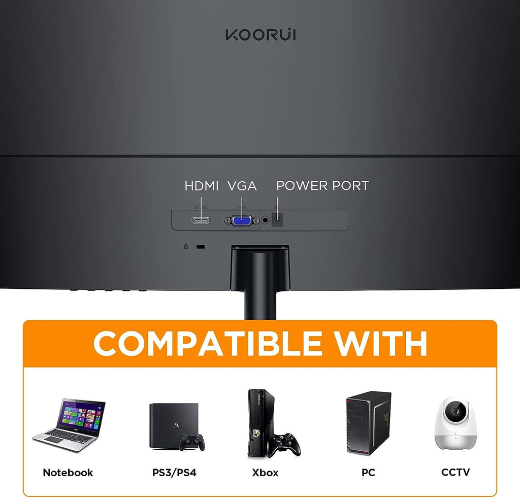 KOORUI 27 inch Computer Monitor,IPS FHD (1920 x 1080) 75Hz 99% sRGB PC Desktop Gaming Monitors for Computer ,HDMI/VGA Port, Visioncare