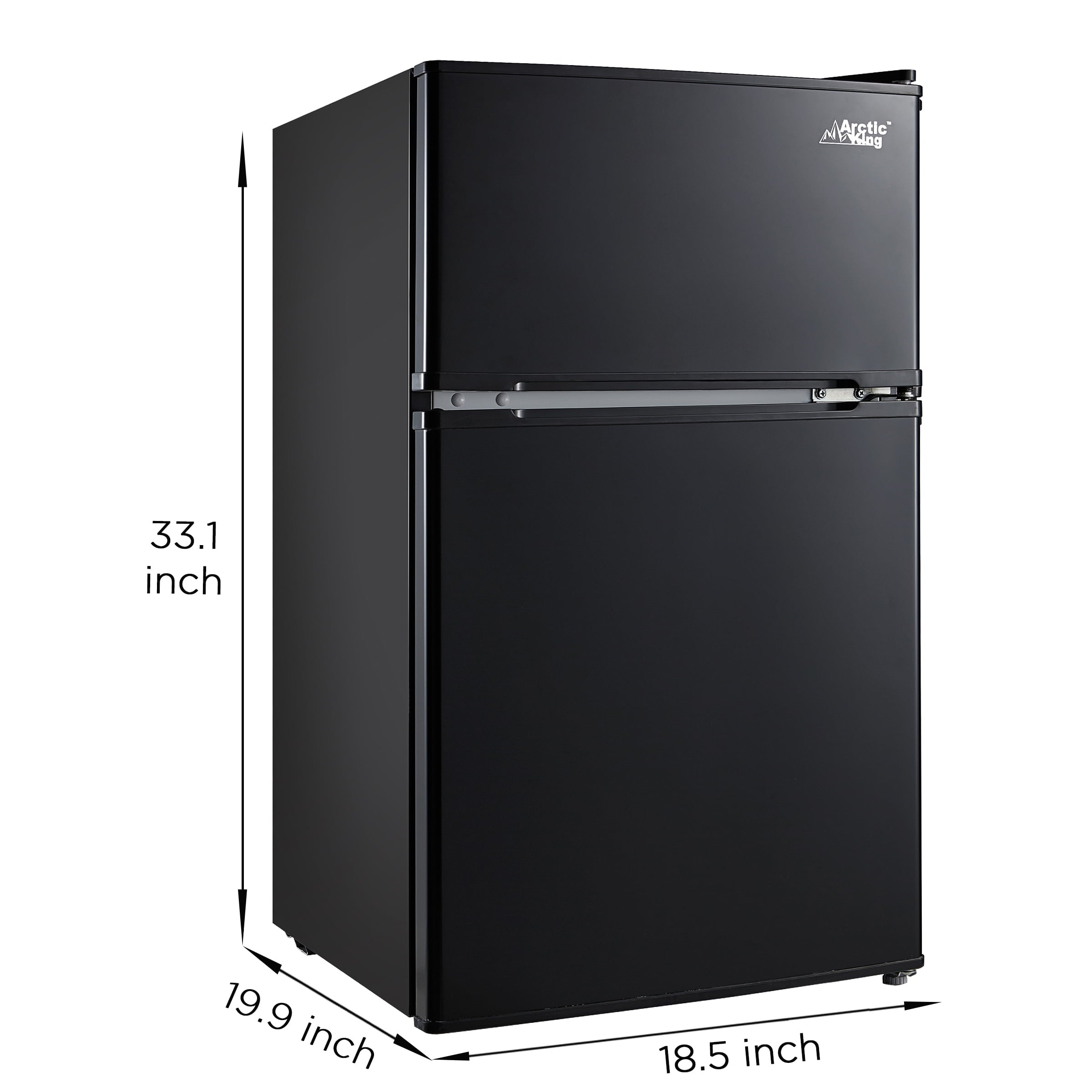 Arctic King 3.2 Cu ft Two Door Mini Fridge with Freezer, Stainless Steel, E-Star, ARM32D5ASL