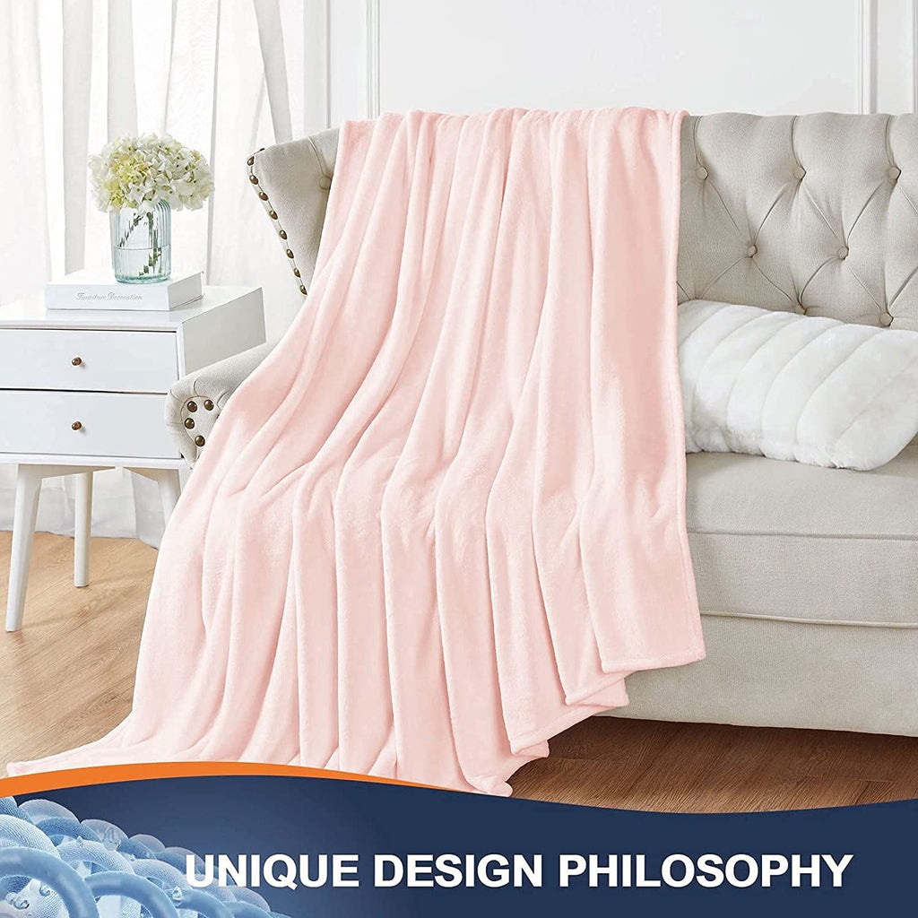 Walensee Ultra Soft Microplush Fleece Throw Blanket, 50" x 60", Orange, Machine Washable