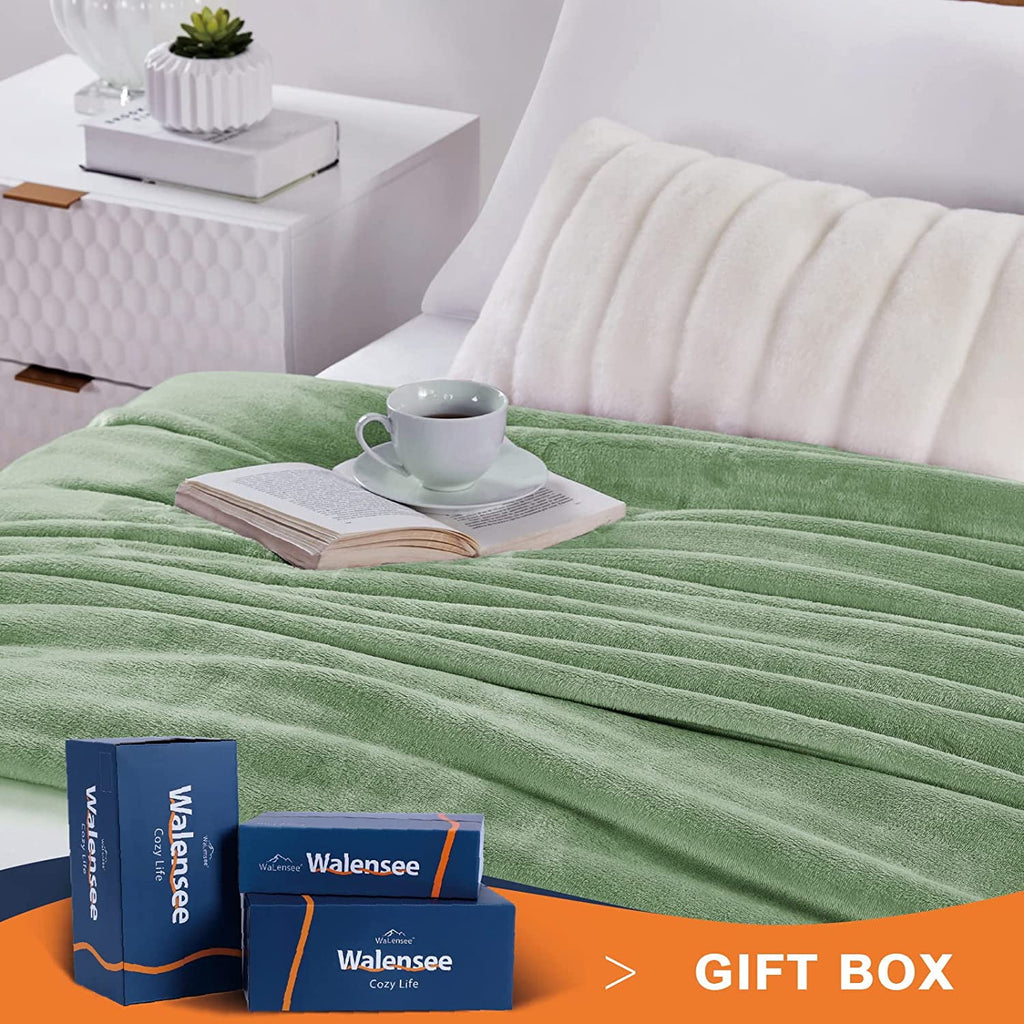 Walensee Ultra Soft Microplush Fleece Throw Blanket, 50" x 60", Orange, Machine Washable