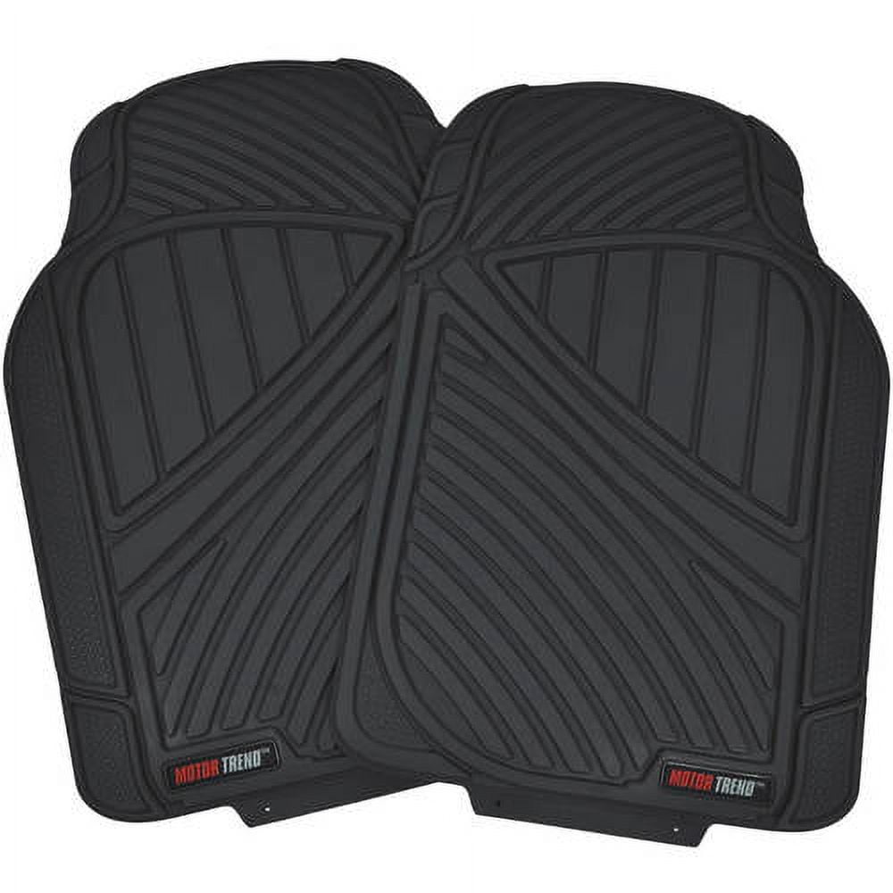 Motor Trend 100 Percent Odorless Car Floor Mats with Standard Trunk Cargo Mat, 4 Pieces Rubber Protection, Black Beige Gray