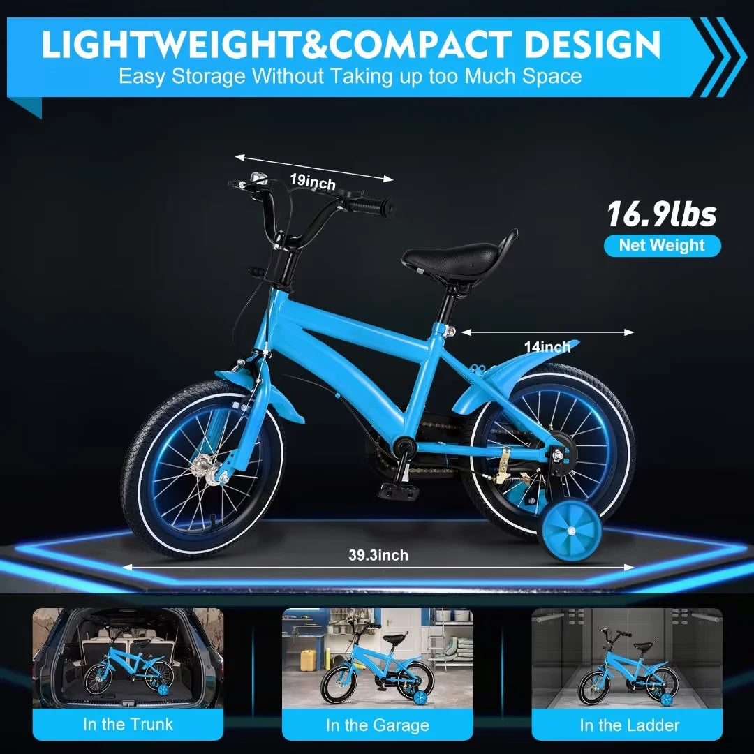 TFCFL 14 inch Kids Bike Bicycle Children Cycle Bikes Gift With With Safety Training Wheels
