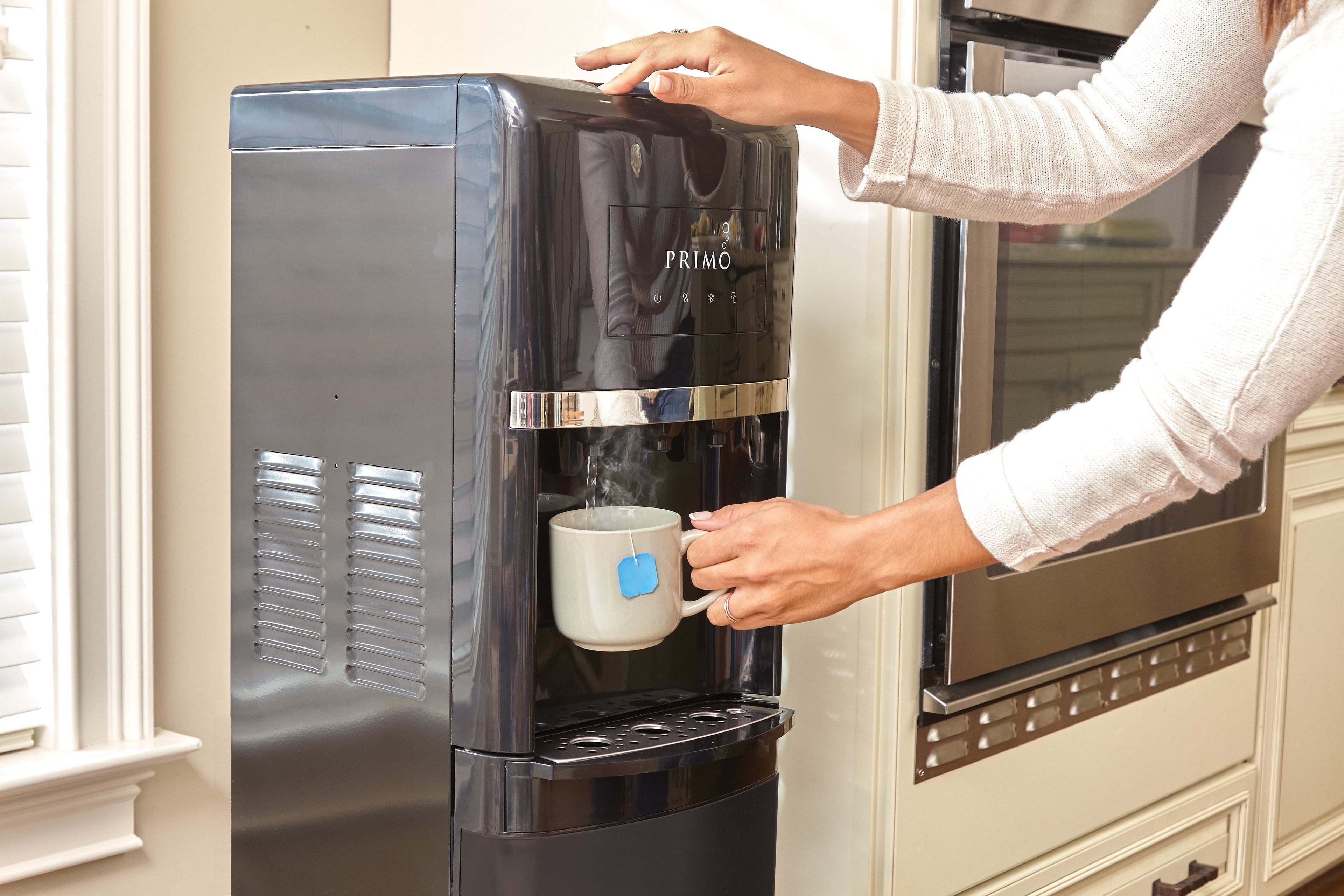Primo Deluxe Water Dispenser Bottom Loading, Hot/Cold/Room Temp, Black