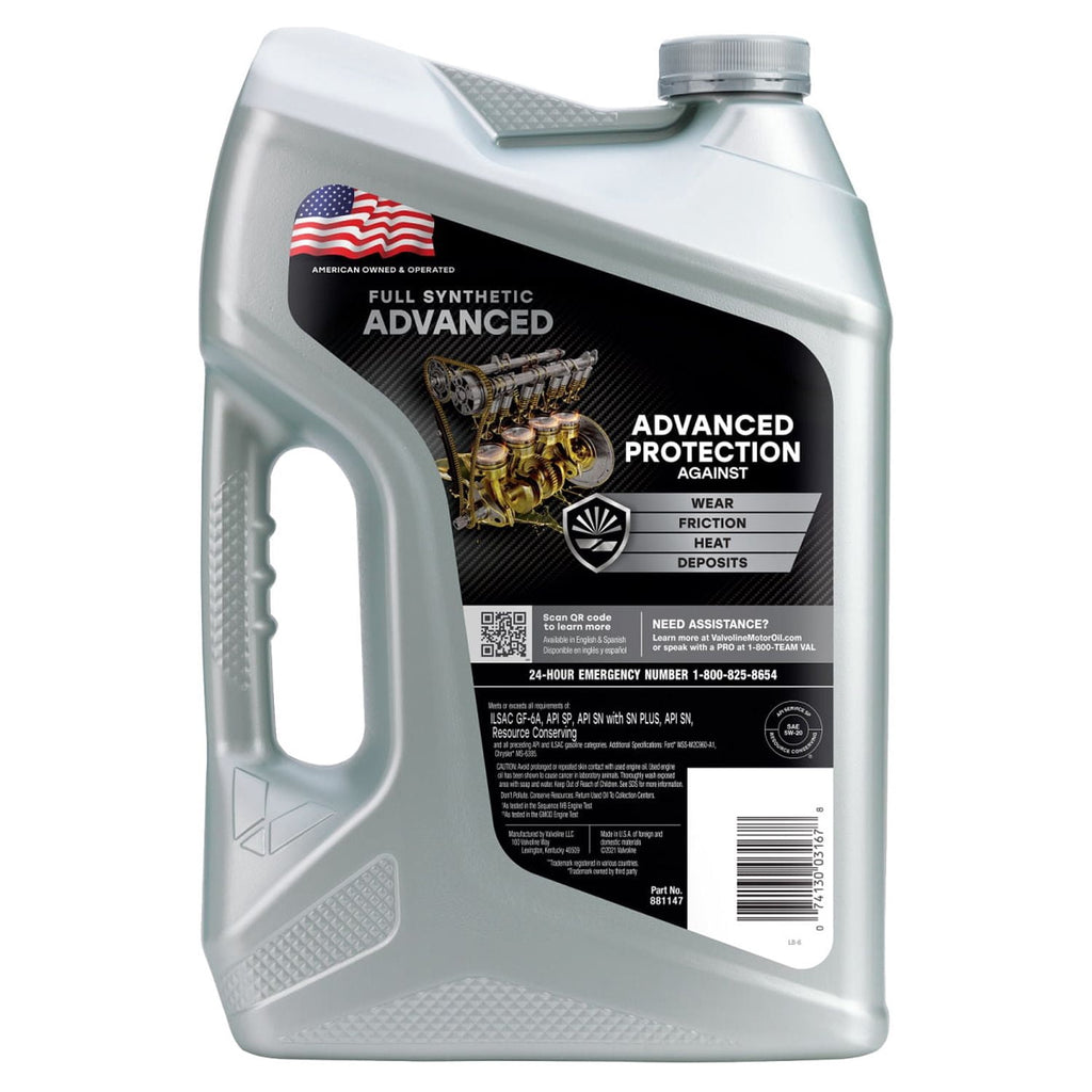 Valvoline Advanced Full Synthetic 5W-20 Motor Oil 5 QT