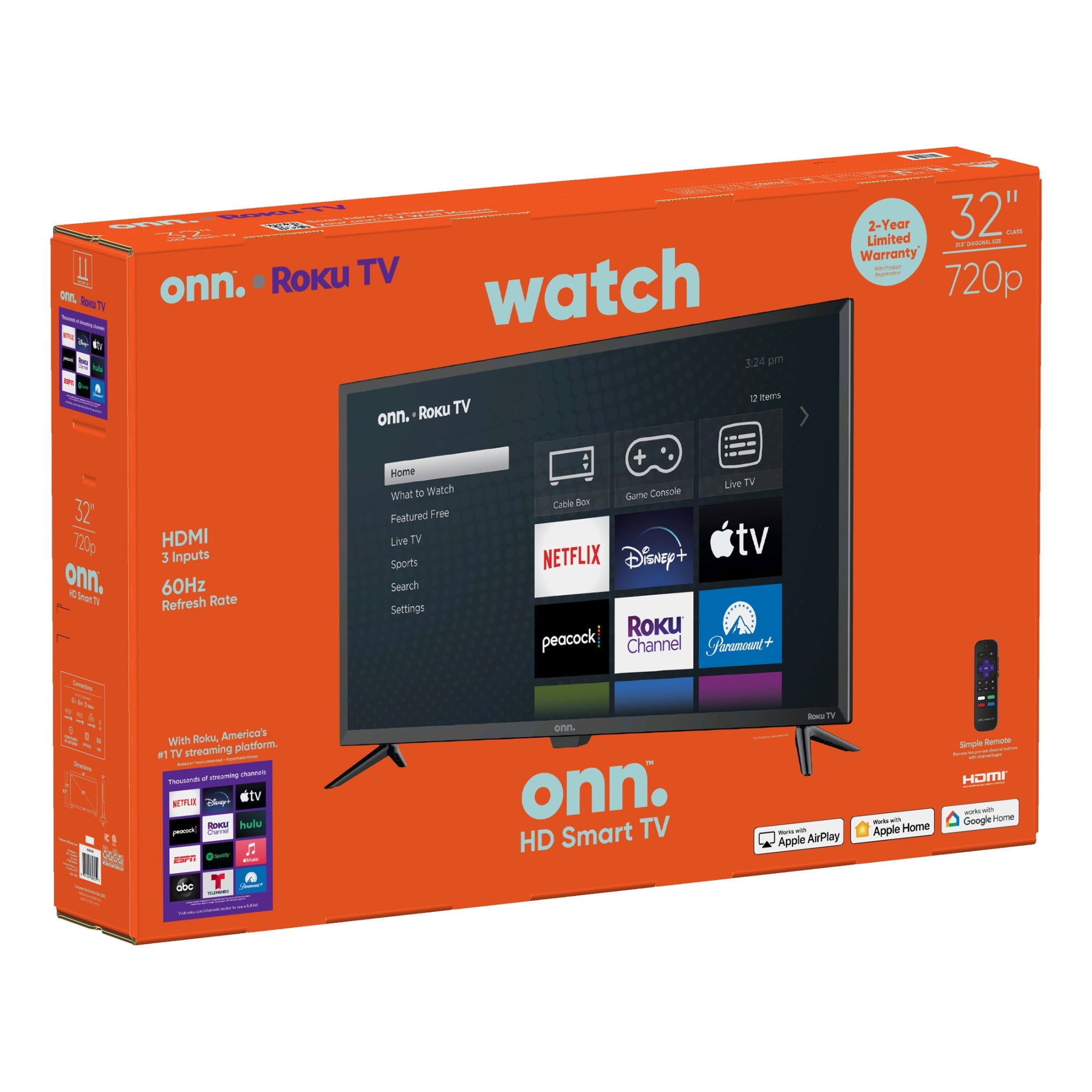 onn. 32” Class HD (720P) LED Roku Smart Television (100012589)