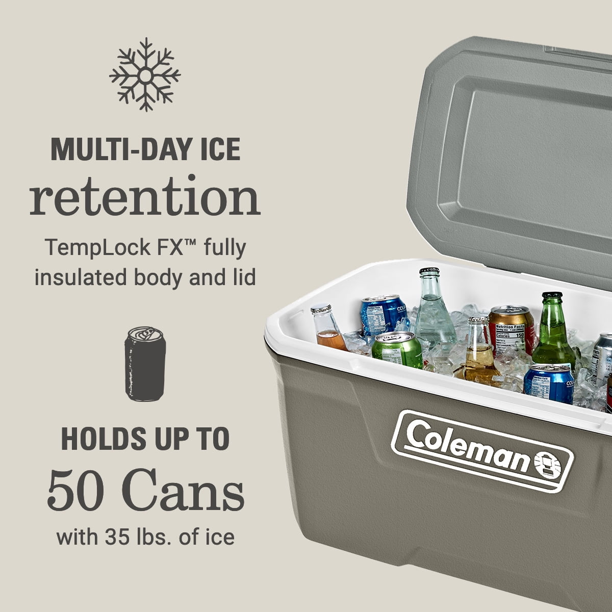 Coleman 316 Series 70QT Hard Chest Cooler, Silver Ash