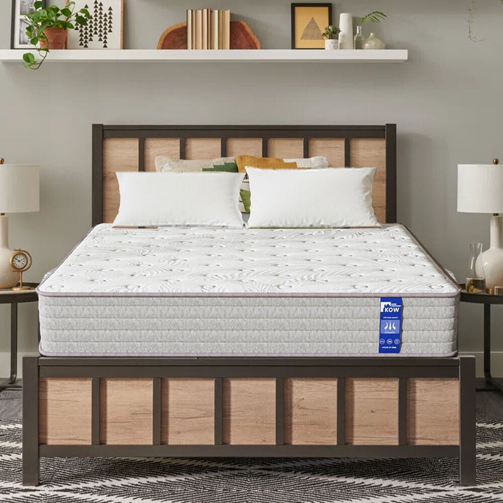 KOW Hybrid Mattress 12" Full Size Gel Memory Foam Pocket Spring Mattress in a Box Medium Firm Adult