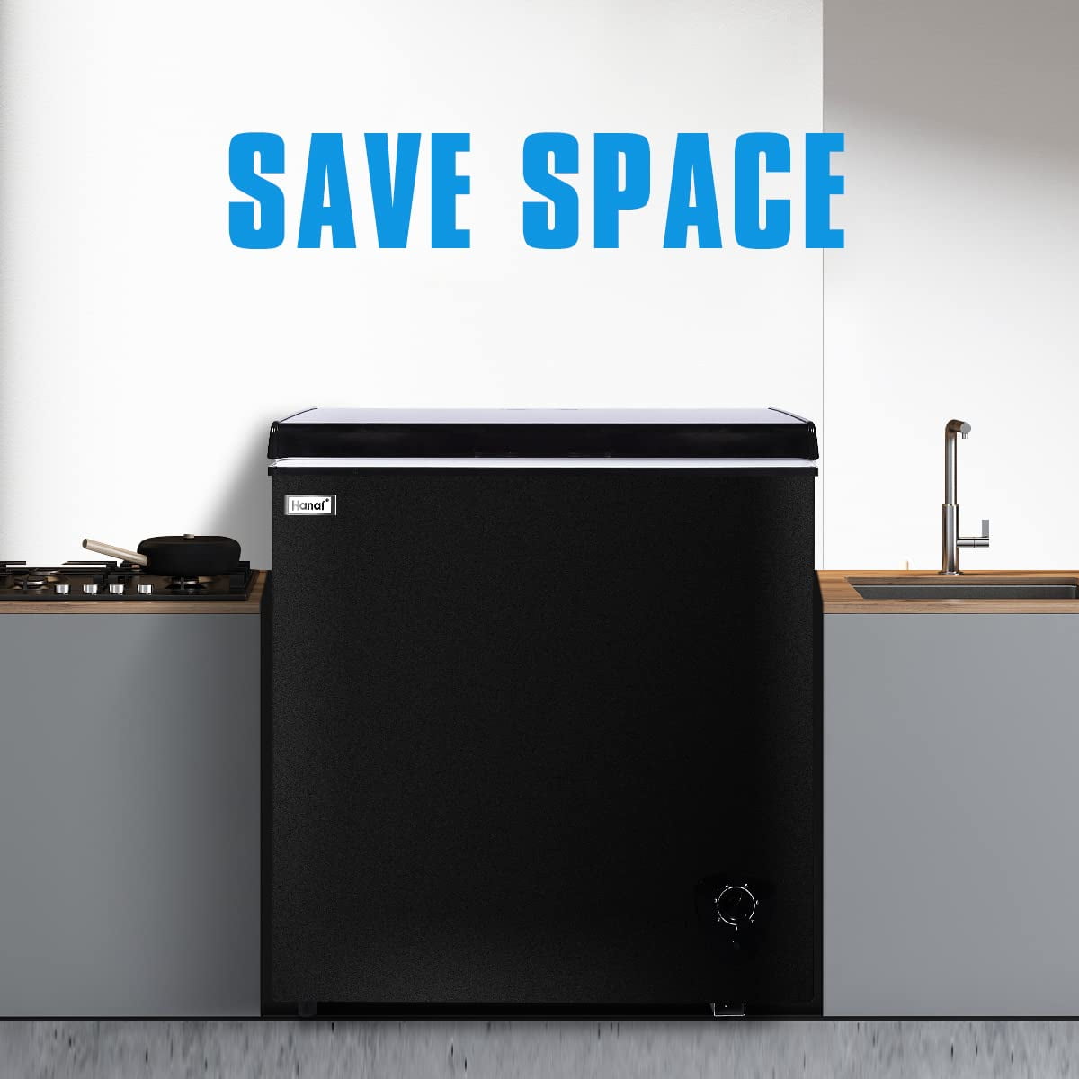 WANAI Chest Freezer 3.5 Cu ft,Small Chest Freezer,Upright Single Door Refrigerator,Black
