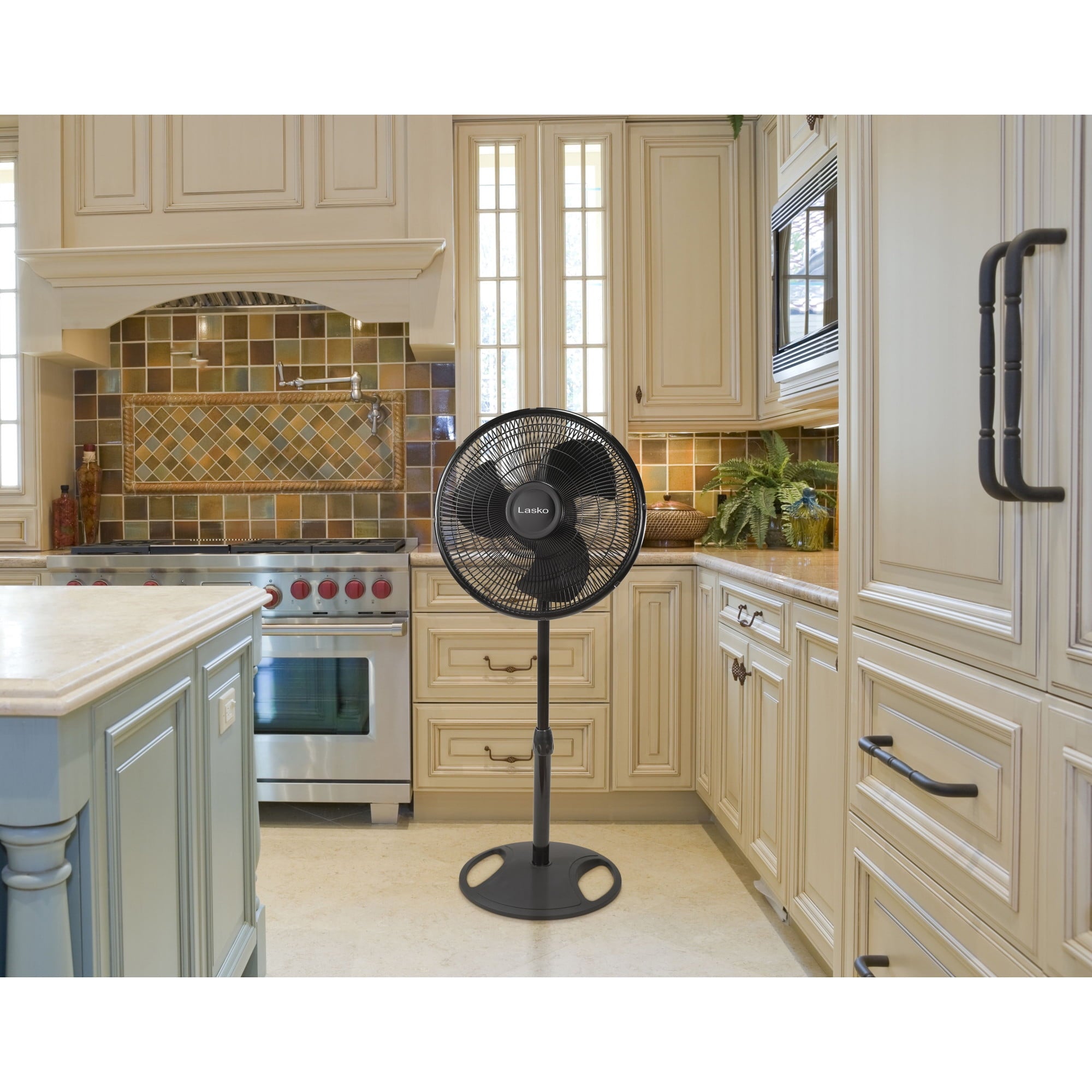 Lasko 16" Oscillating Adjustable Pedestal Fan with 3-Speeds, 47" H, Black, S16500, New