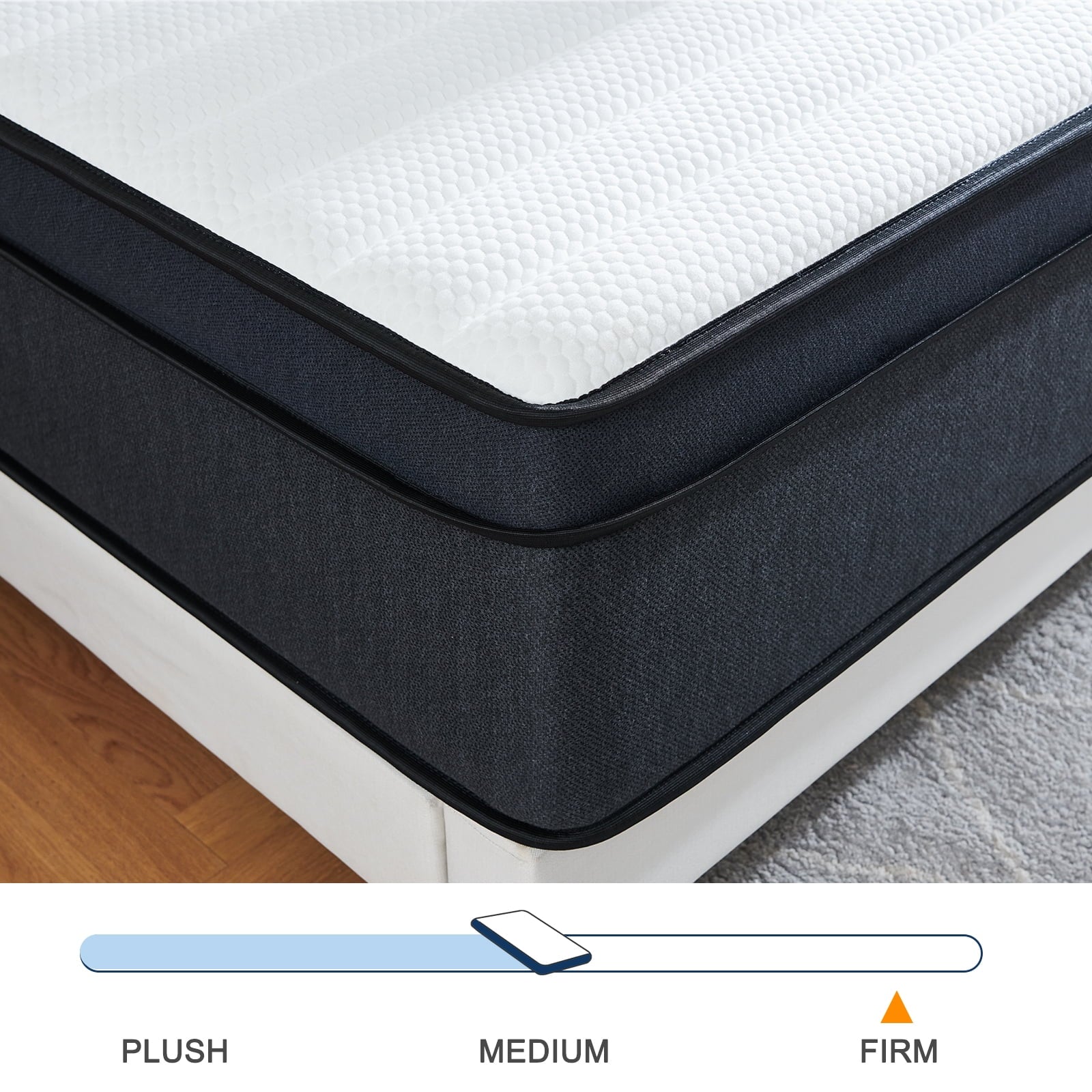 King Mattress, Madinog 12 inch Hybrid Mattress Medium Plush Innerspring Mattress in a Box,76"X80"X12"