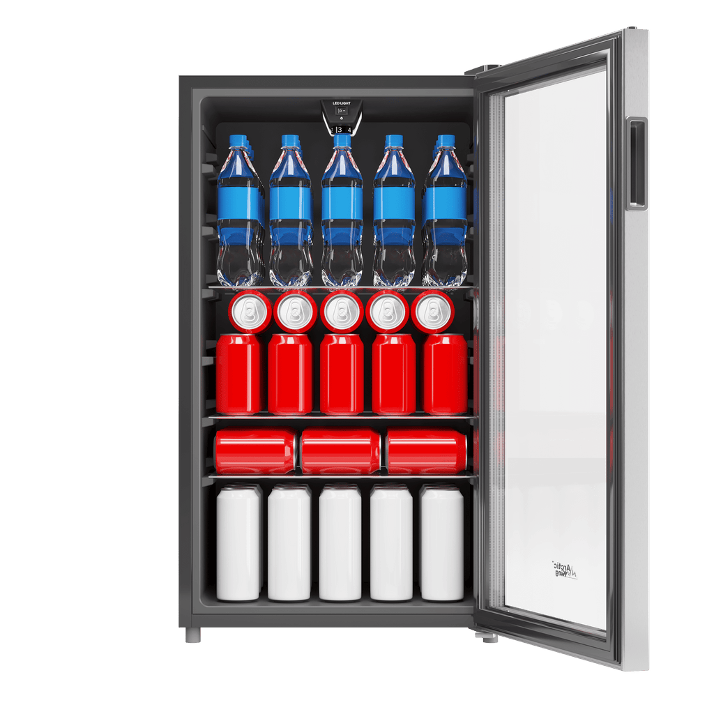 Arctic King 115-Can Beverage Fridge & Cooler, Stainless Steel Look, ARV115B1AST