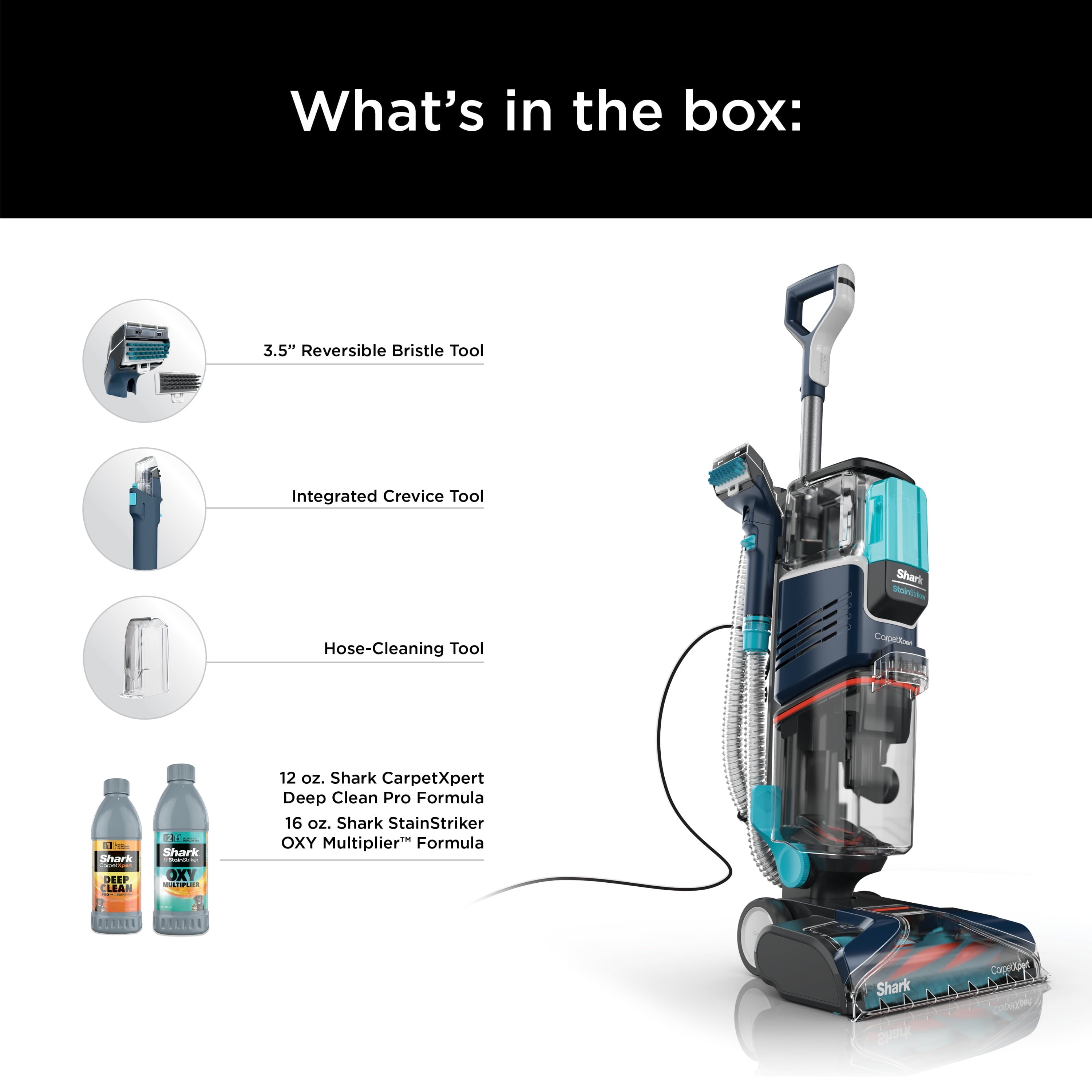 Shark CarpetXpert with StainStriker, Upright Carpet & Upholstery Cleaner, Built-in Spot & Stain Eliminator, Deep Cleaning & Tough Stain Removal, Carpet Shampooer, Navy, EX200