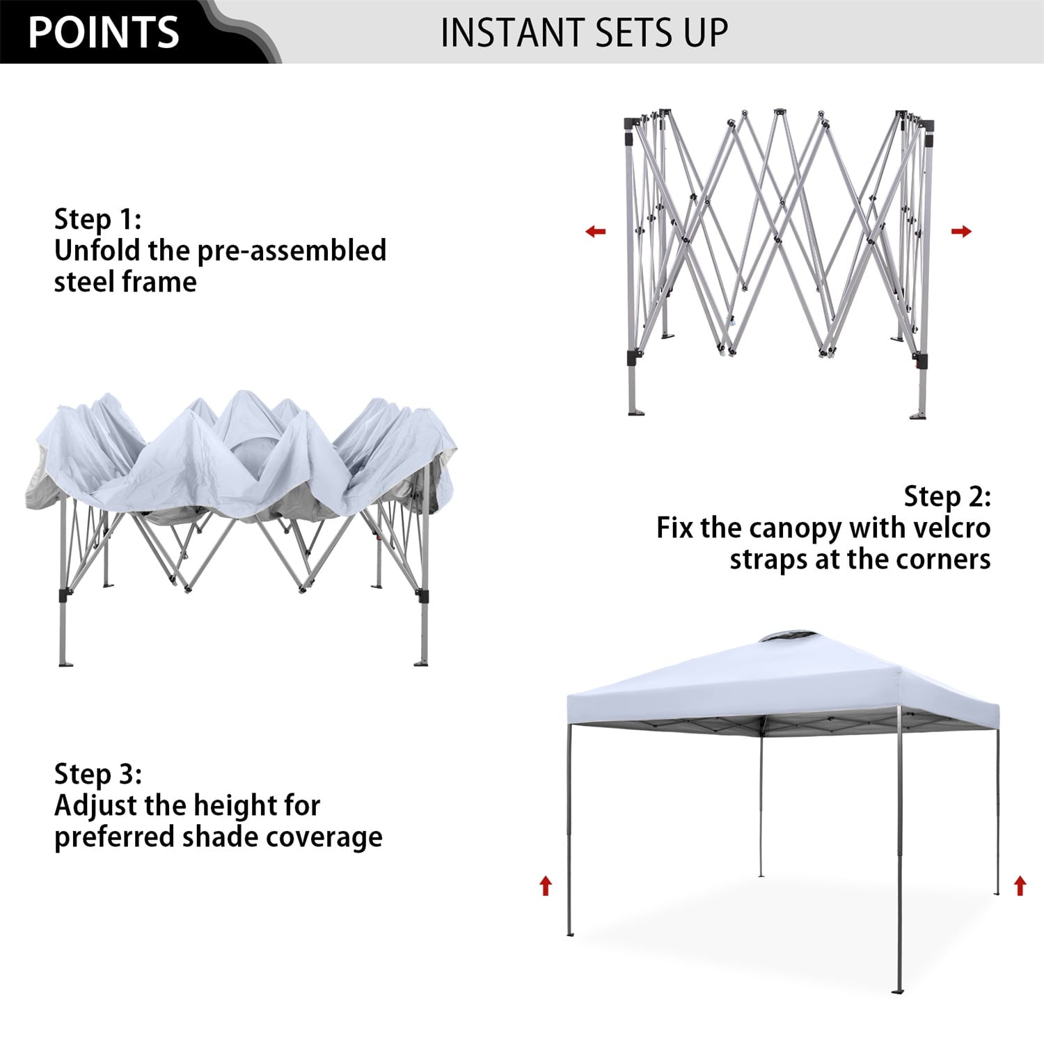 Summit Living 10x10ft Pop-up Canopy Tent Straight Legs Instant Canopy for Outside with Wheeled Bag - Blue