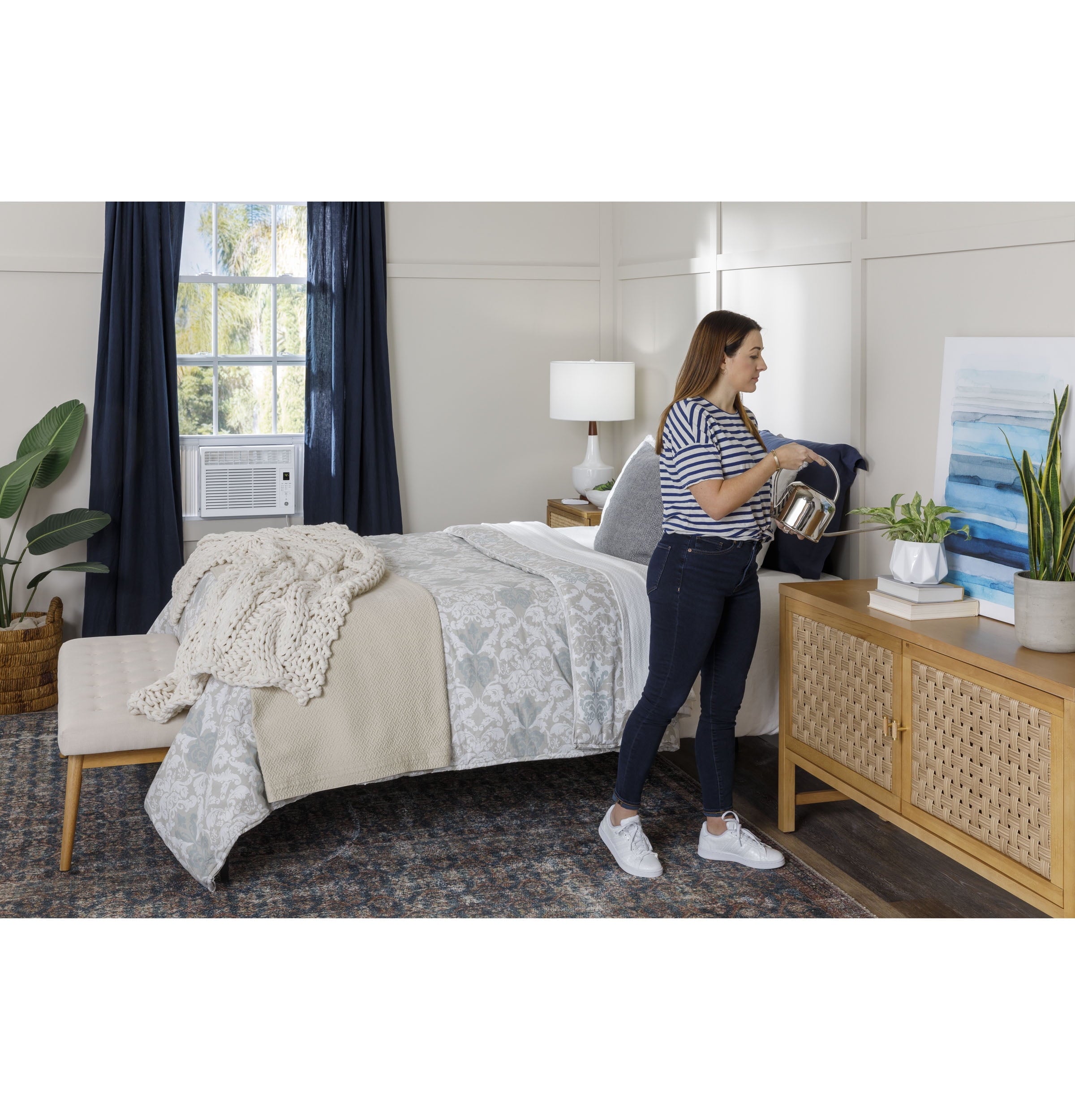 GE Appliances 5,000 BTU 115-Volt Electronic Window Air Conditioner with Remote and Eco Mode, Black, AHB05LZ