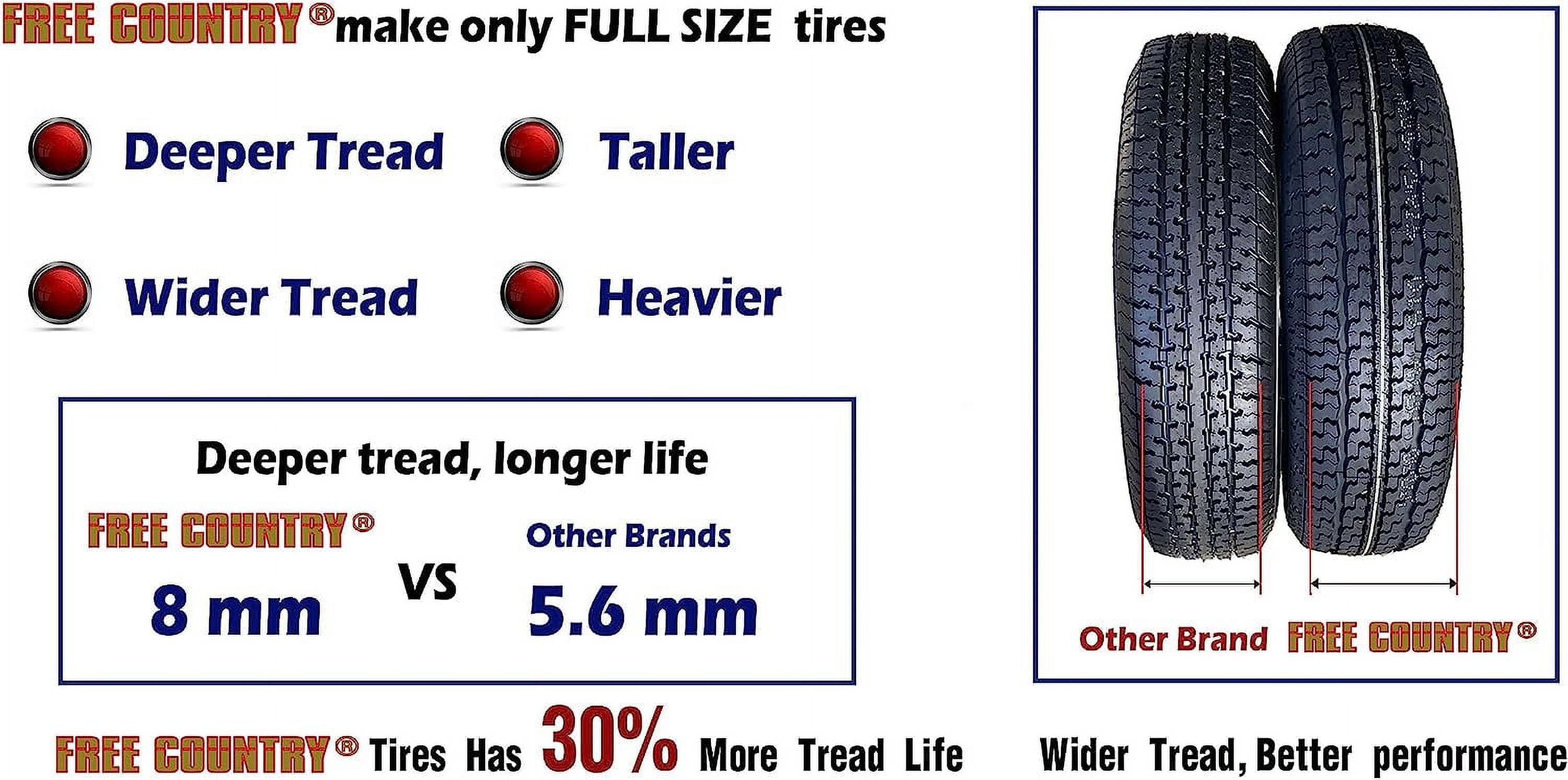FREE COUNTRY New Premium Trailer Radial Tires ST225/75R15 10 Ply Load Range E w/Featured Side Scuff Guard, Set 4