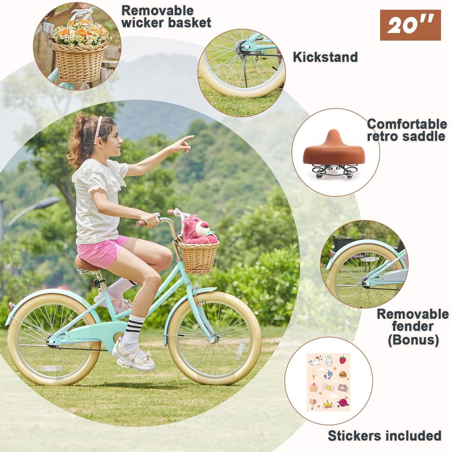 Glerc Little Molly 14 inch Kids Girls Bike for 3-5 Years Old Little Child,Yellow