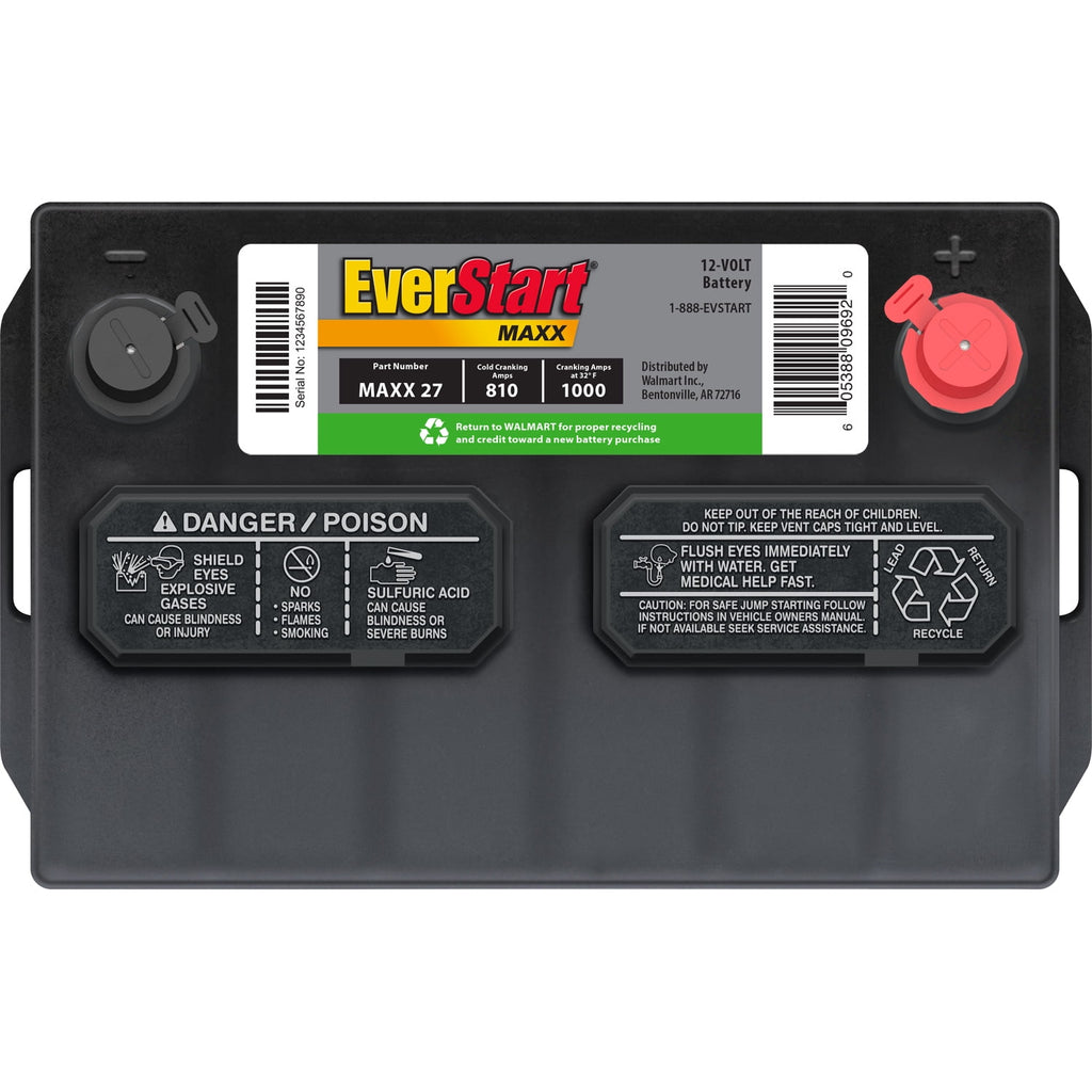 EverStart Maxx Lead Acid Automotive Battery, Group Size 27 12 Volt, 830 CCA