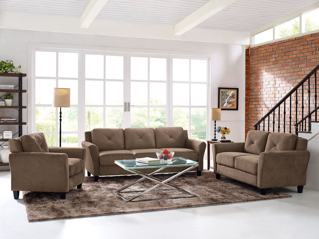 Lifestyle Solutions Taryn Curved Arms Sofa, Black Fabric