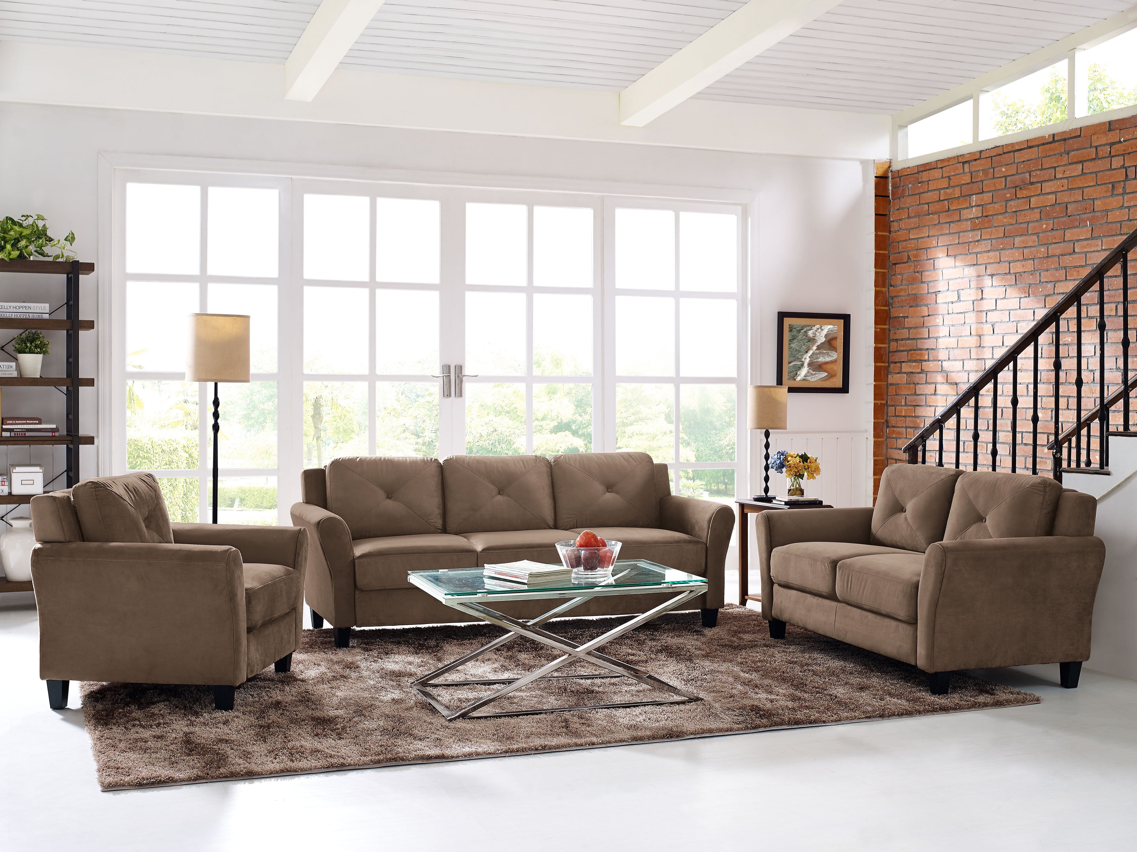 Lifestyle Solutions Taryn Curved Arms Sofa, Black Fabric