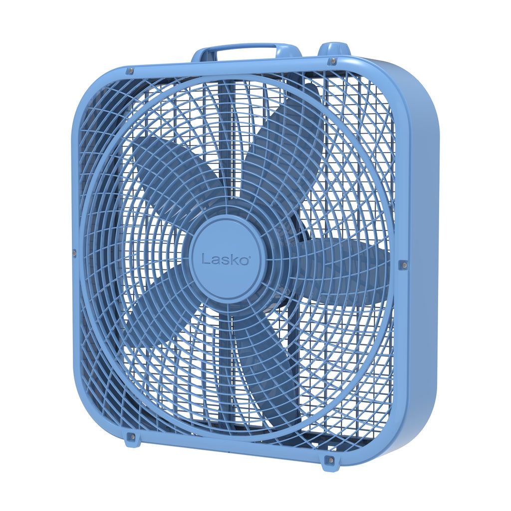 Lasko 20" Cool Colors 3-Speed Box Fan with Weather-Resistant Motor, Blue, 22.5" High, B20310, New