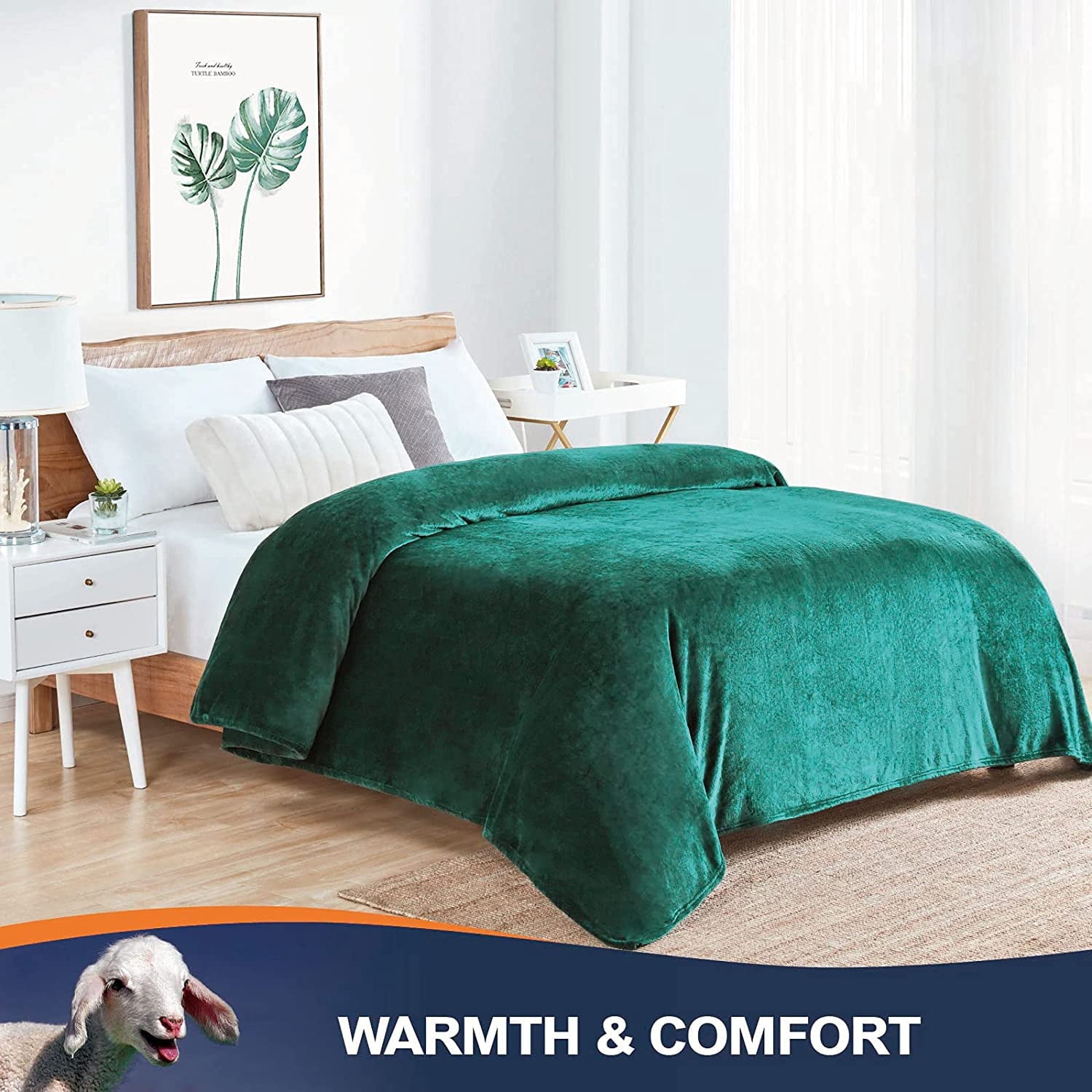 Walensee Ultra Soft Microplush Fleece Throw Blanket, 50" x 60", Orange, Machine Washable
