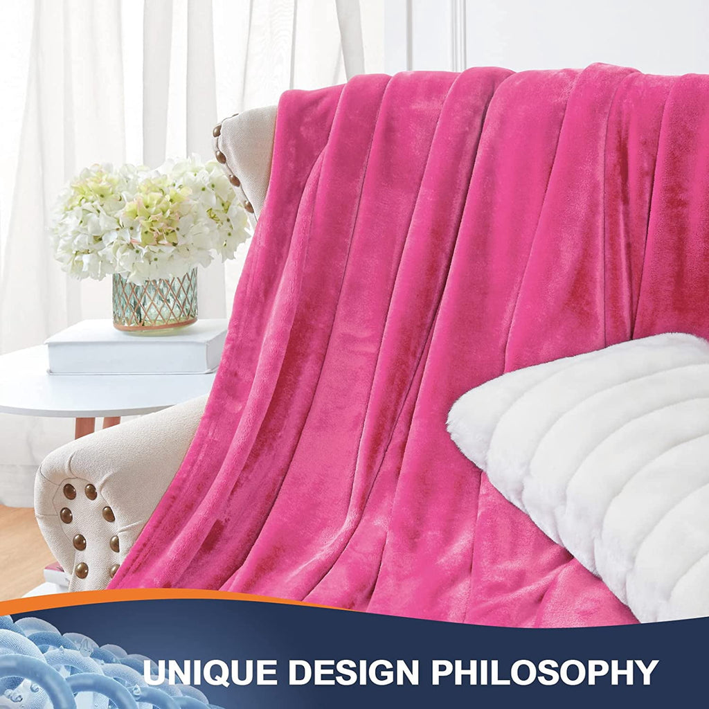 Walensee Ultra Soft Microplush Fleece Throw Blanket, 50" x 60", Orange, Machine Washable