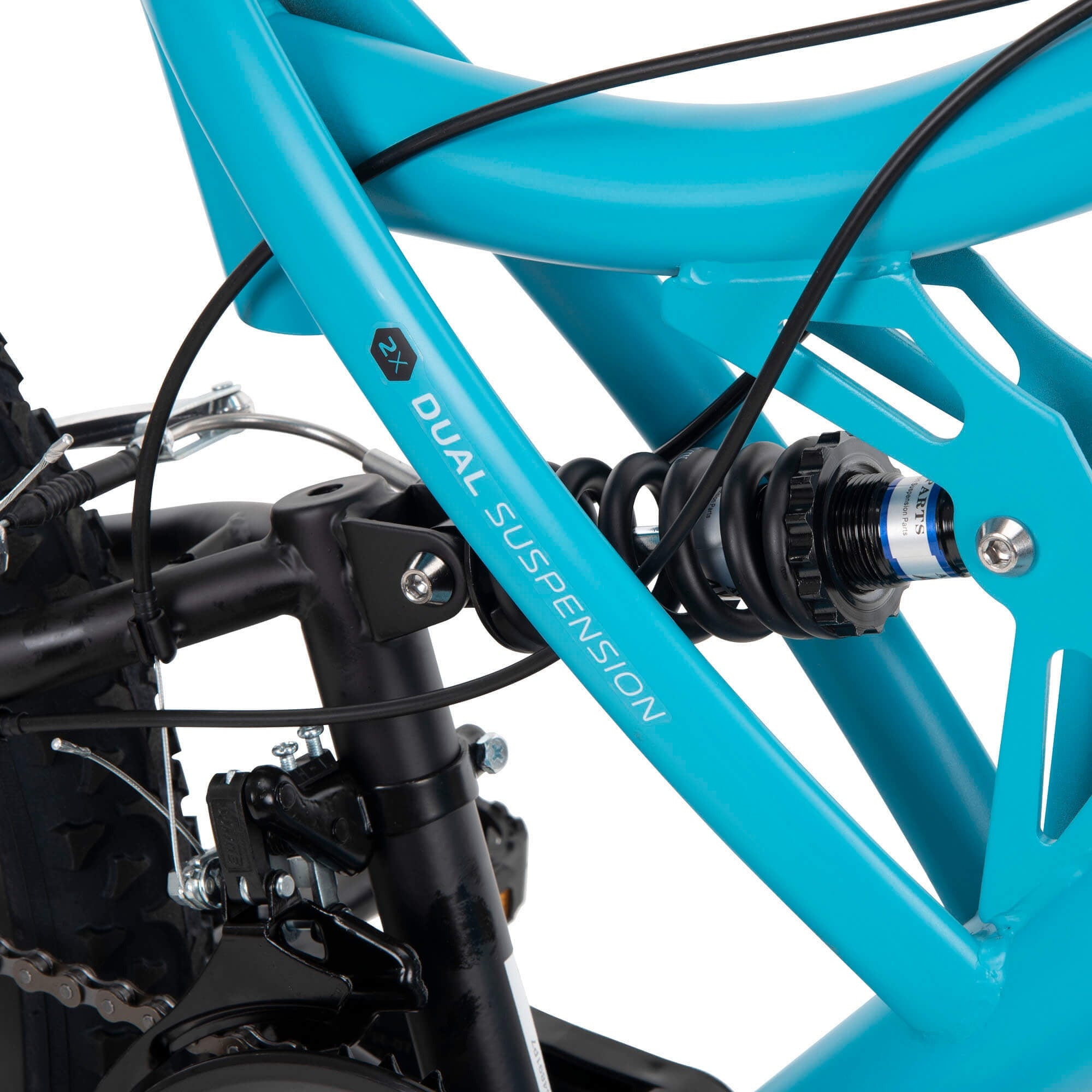 Huffy 24" Trail Runner Girls Full Suspension Mountain Bikes, Ages 12+ Years, Teal Blue