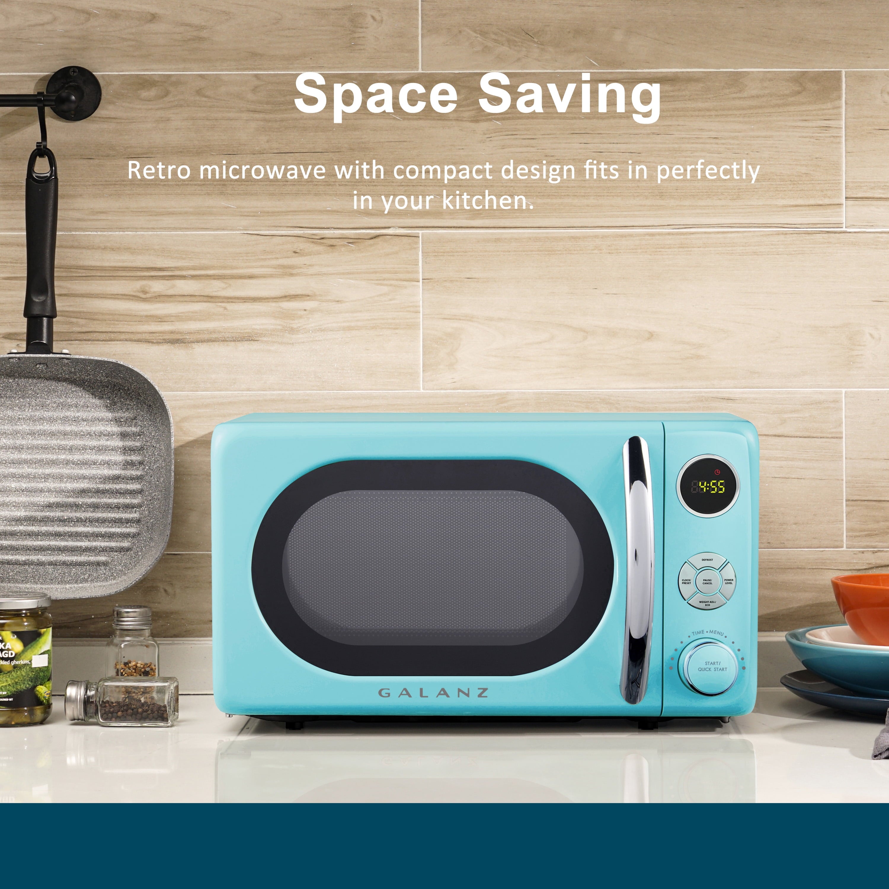 Galanz 0.7 Cu. ft. Retro Countertop Microwave Oven, 700 Watts, Cream Color