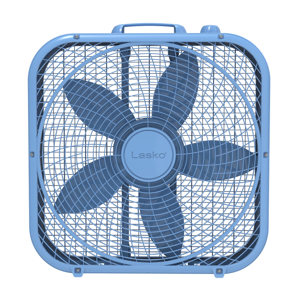 Lasko 20" Cool Colors 3-Speed Box Fan with Weather-Resistant Motor, Blue, 22.5" High, B20310, New