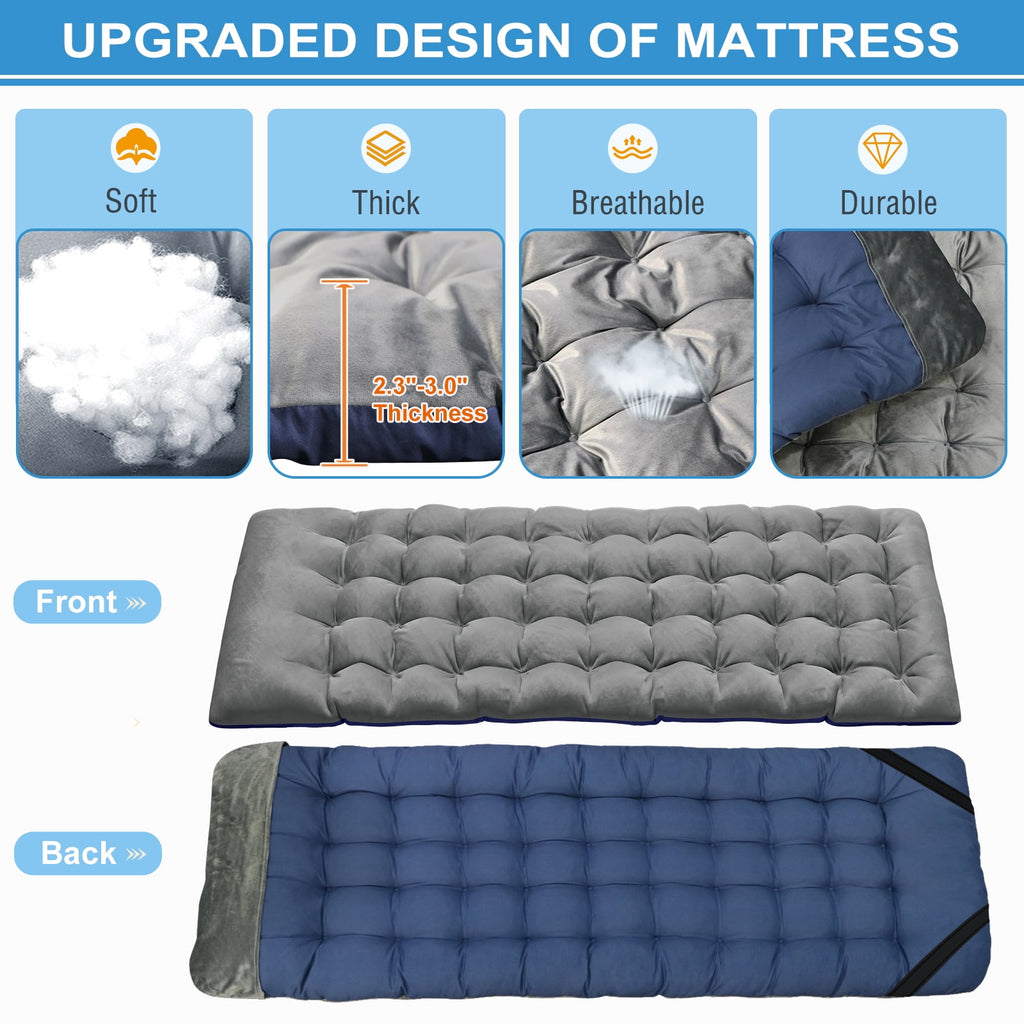 MOPHOTO 75" Portable Folding Bed for Adults, Rollaway Guest Bed Sleeping Cot with Mattress, Heavy Duty Outdoor Camping Cot with Carry Bag
