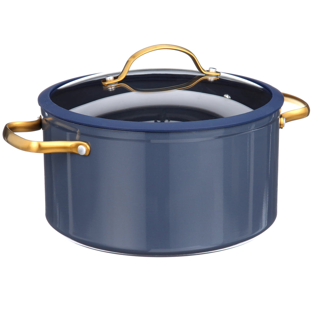 Thyme & Table Non-Stick 12-Piece Signature Cookware Set, Black & Gold