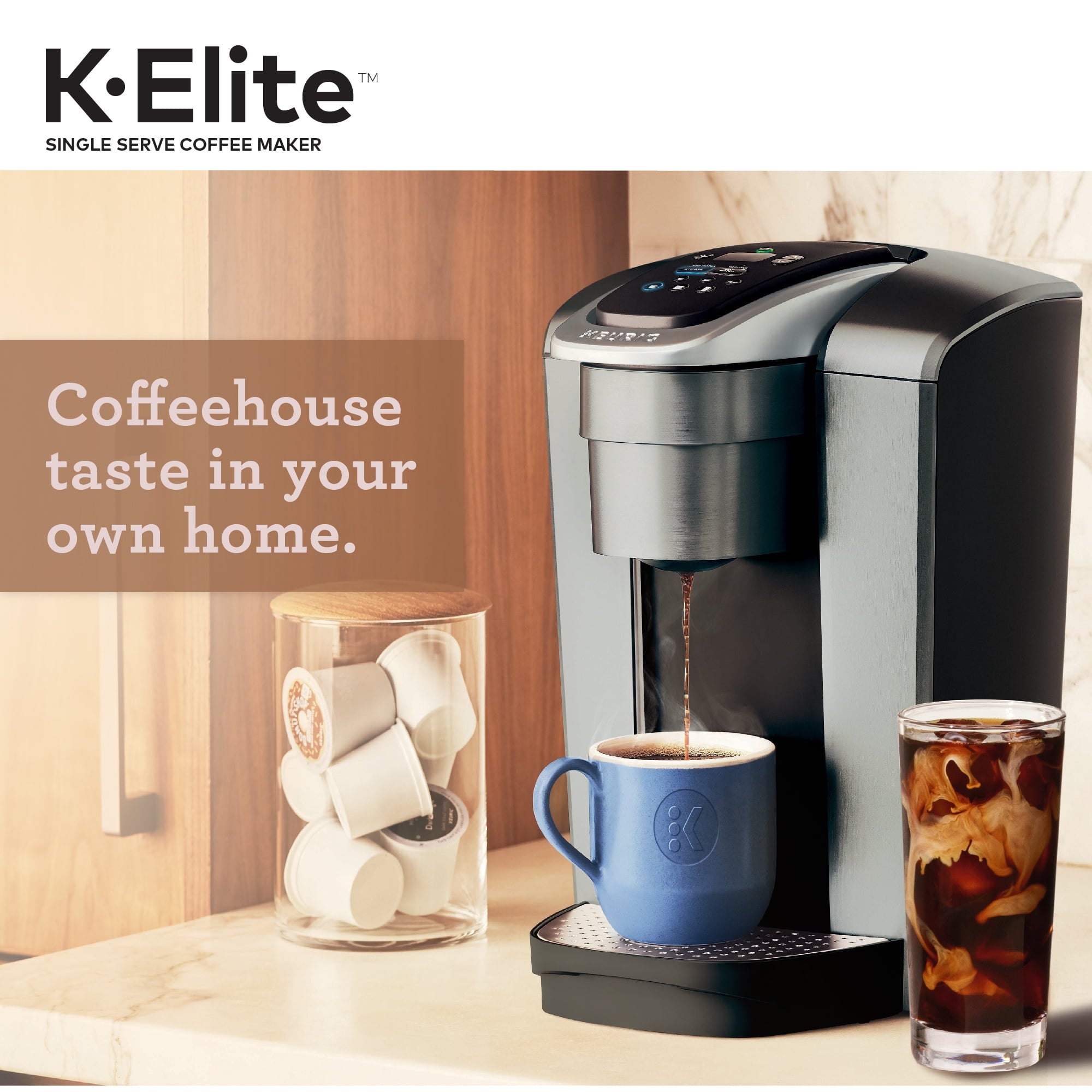 Keurig K-Elite Single-Serve K-Cup Pod Coffee Maker, Brushed Slate