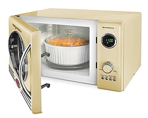 Nostalgia RMO4YLW Retro 0.9 cu.ft 800-Watt Countertop Microwave Oven, Yellow