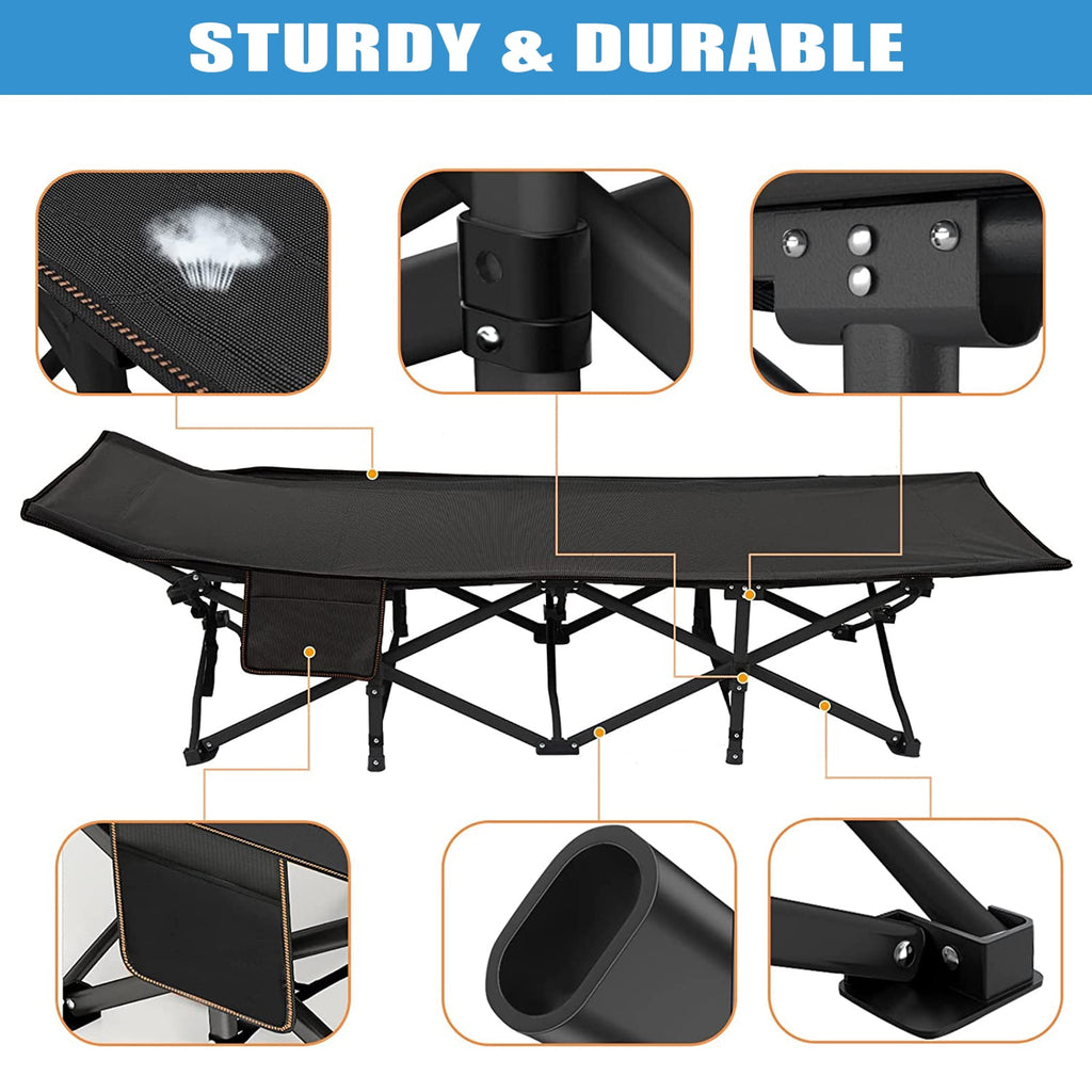 MOPHOTO 75" Portable Folding Bed for Adults, Rollaway Guest Bed Sleeping Cot with Mattress, Heavy Duty Outdoor Camping Cot with Carry Bag