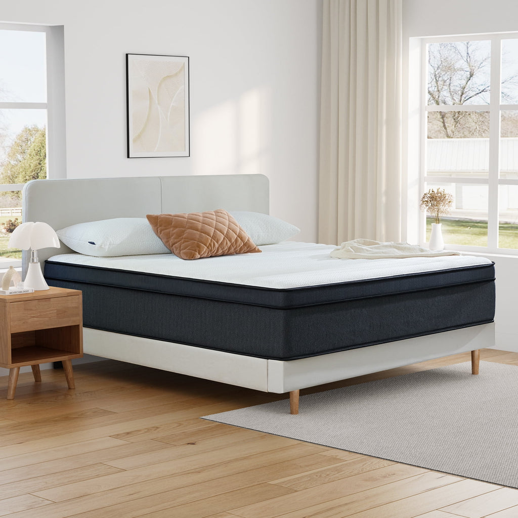 King Mattress, Madinog 12 inch Hybrid Mattress Medium Plush Innerspring Mattress in a Box,76"X80"X12"