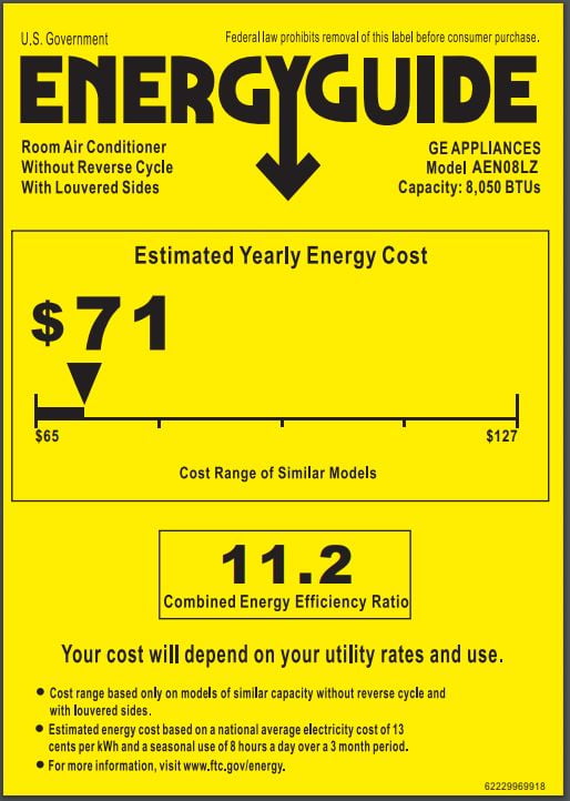 GE Appliances 8,000 BTU 115-Volt Smart Window Air Conditioner with Remote, AEN08LZ, Black